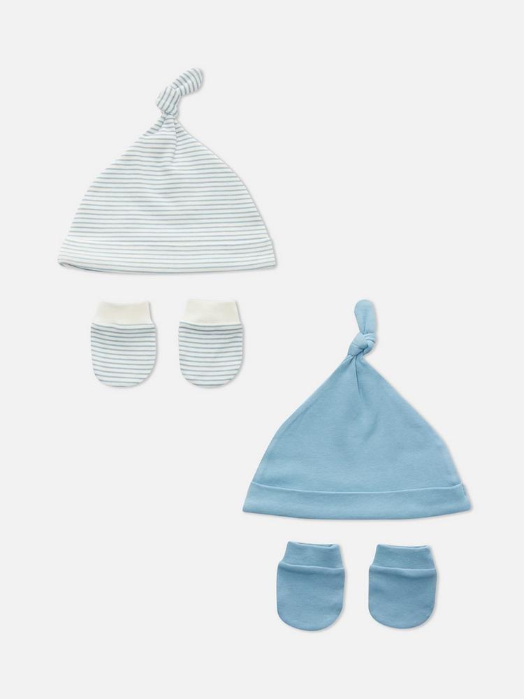 2pk Cotton Hat And Mittens Set