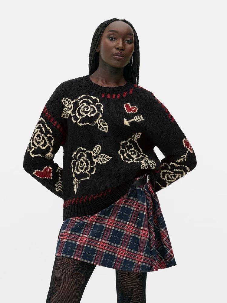 Rita Ora Oversized Heart Print Jumper