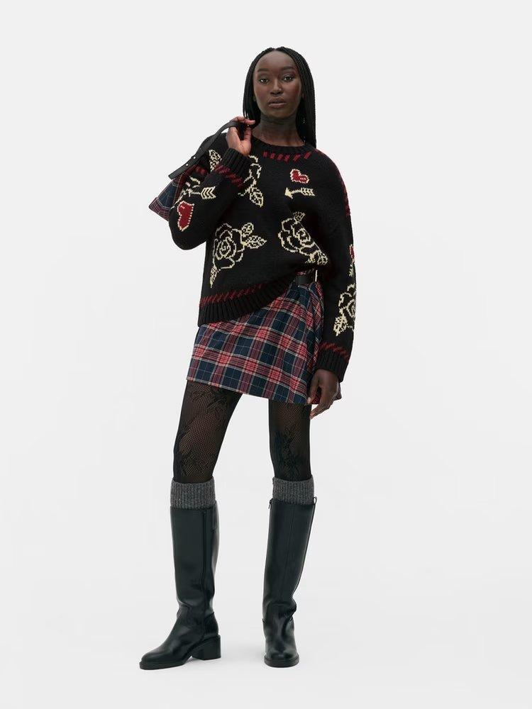 Rita Ora Oversized Heart Print Jumper