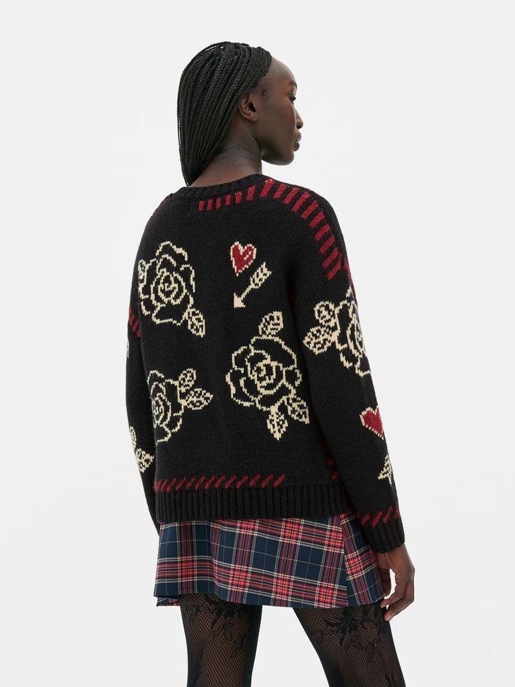 Rita Ora Oversized Heart Print Jumper