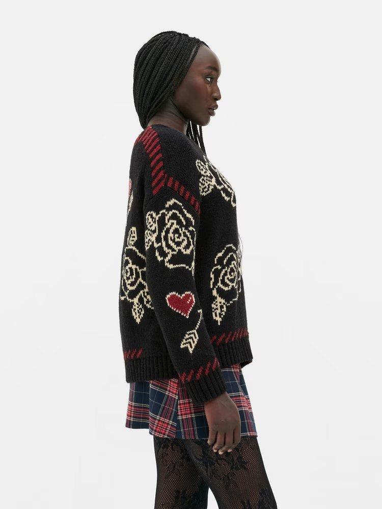 Rita Ora Oversized Heart Print Jumper