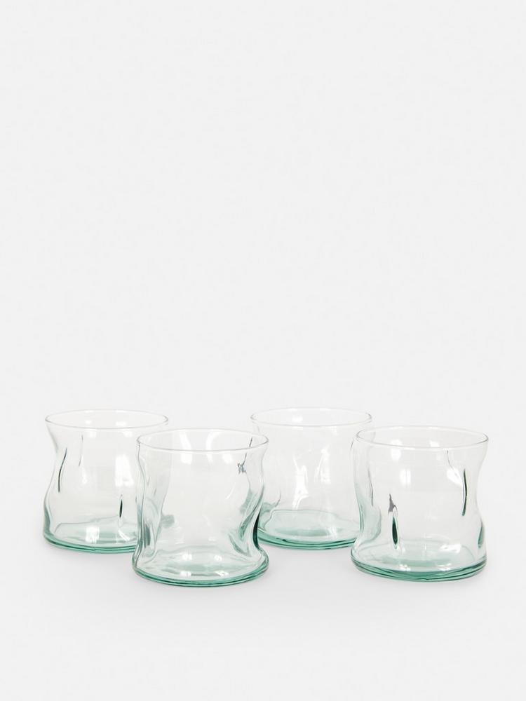 4pk Wavy Glass Tumblers