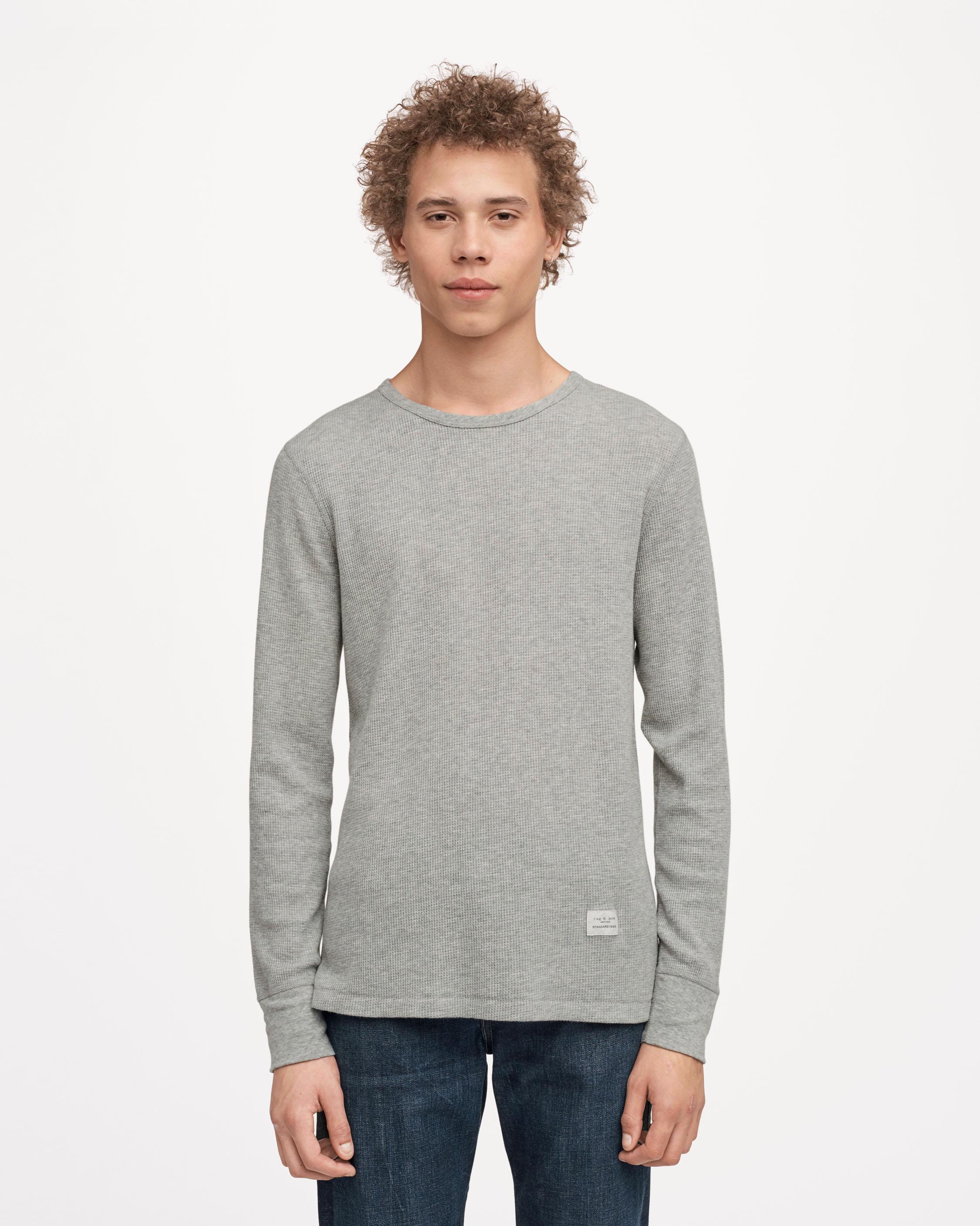 VOMOS Very Comfortable Plain Crew Neck Cotton Long Sleeve Waffle