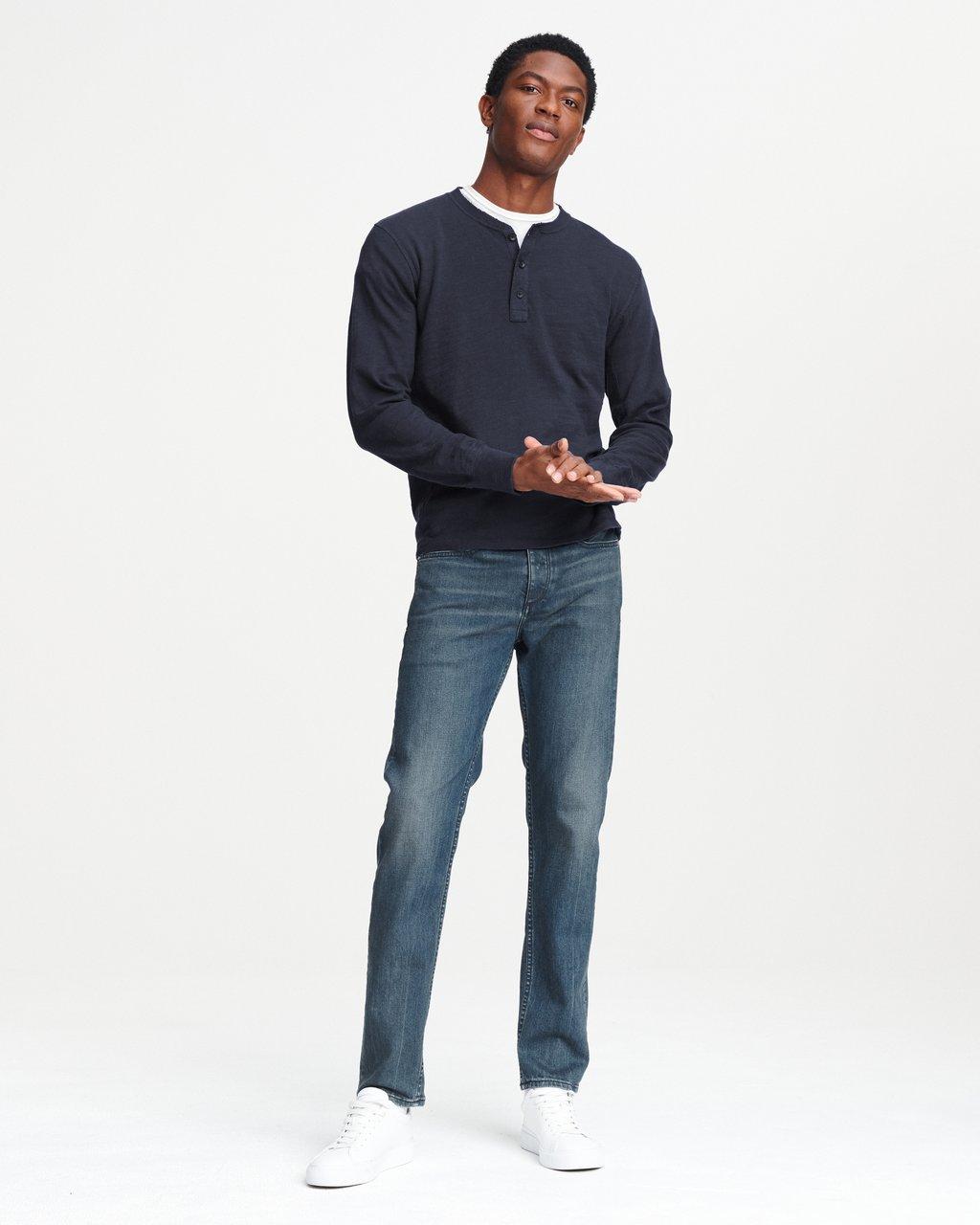 Classic Flame Cotton Long Sleeve Henley image number 4