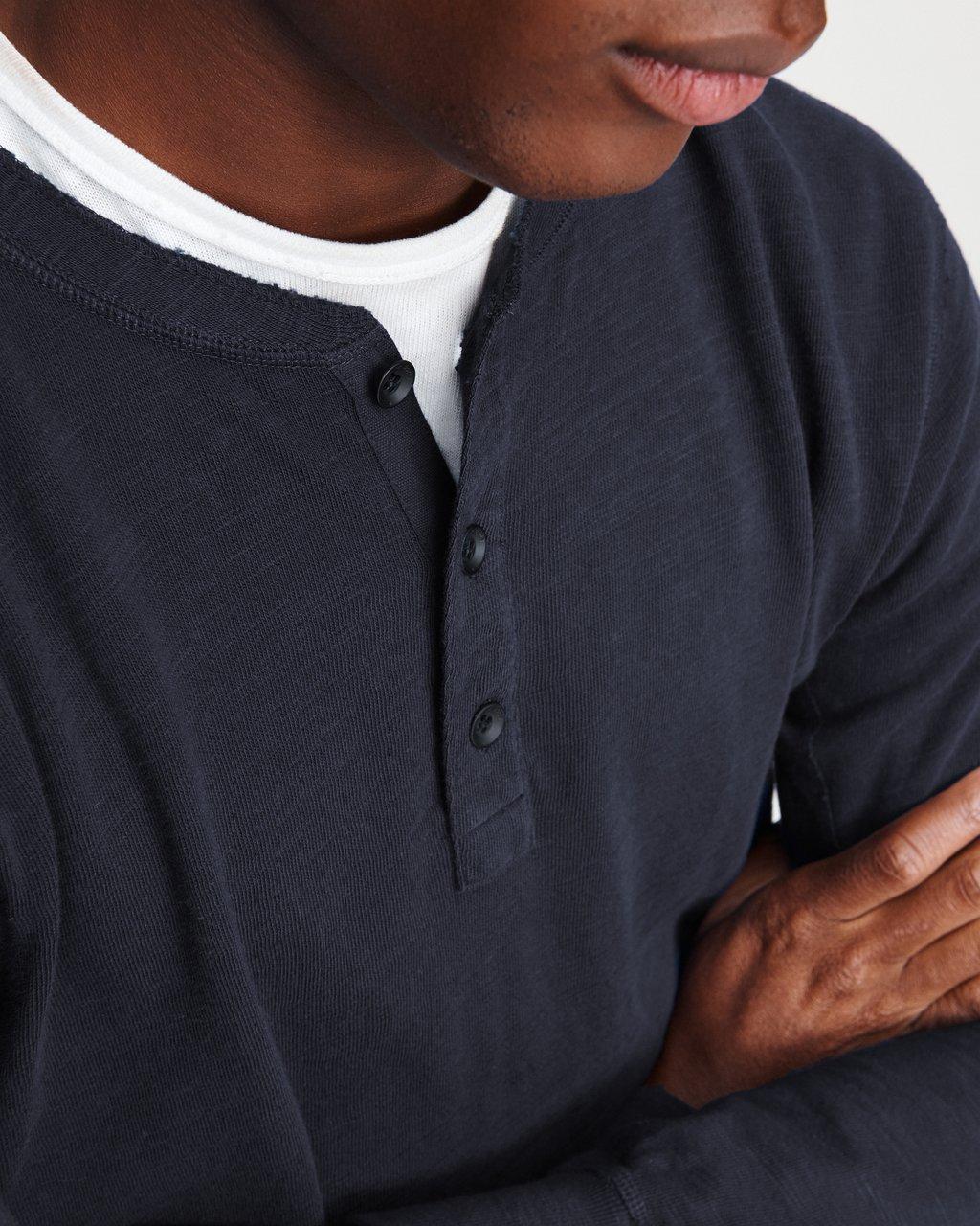 Classic Flame Cotton Long Sleeve Henley image number 5