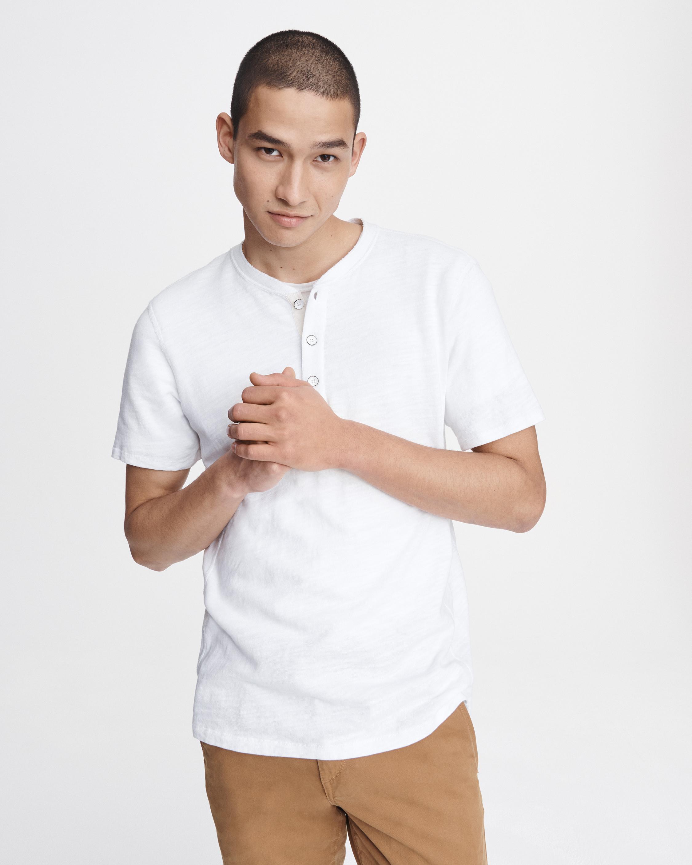 Classic Short-Sleeve Men's Henley in White