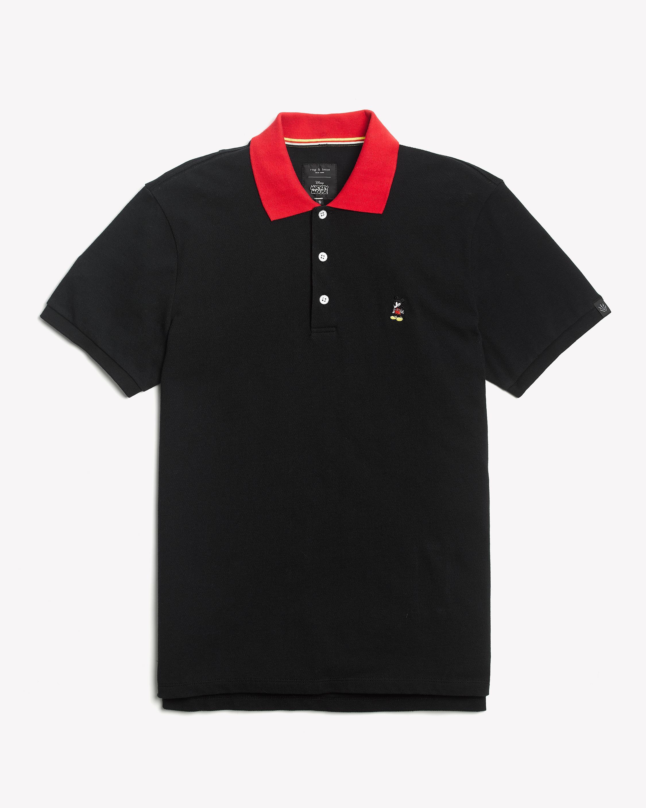 MICKEY PIQUE POLO - Black/Red | rag & bone