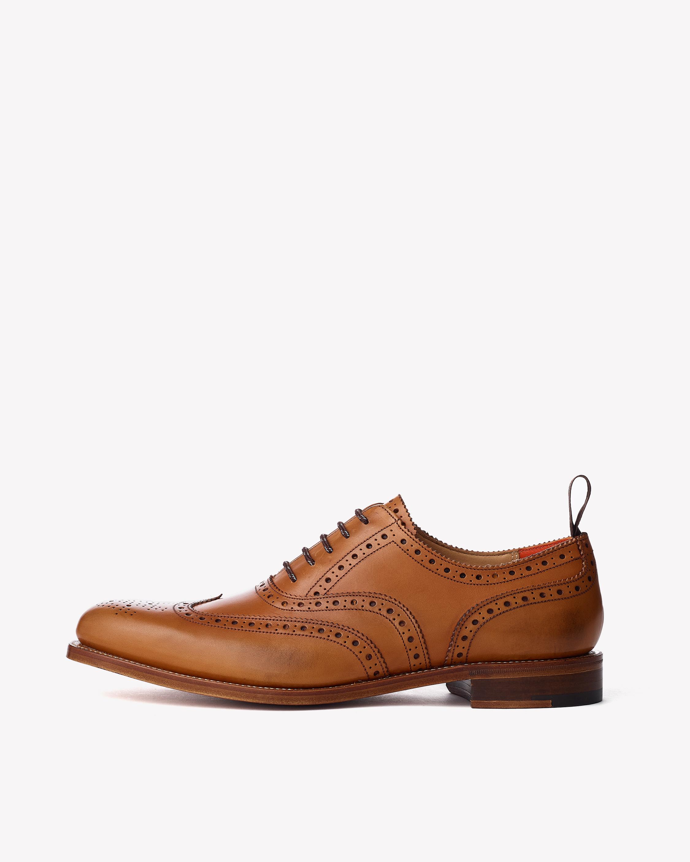 Grenson Stanley Tan Oxford Brogue Leather Shoes