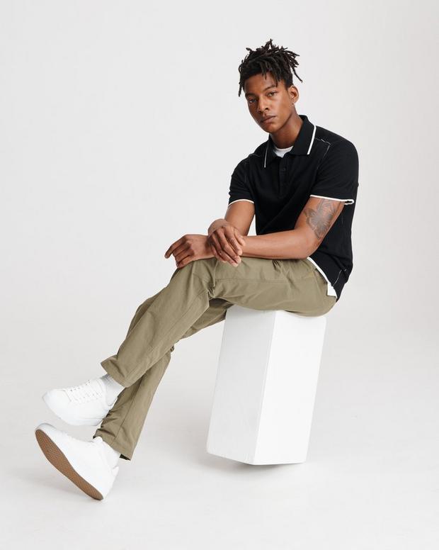 Evens Short-Sleeve Polo Shirt in Black | rag & bone Evens Short-Sleeve Polo Shirt in Black | rag & bone
