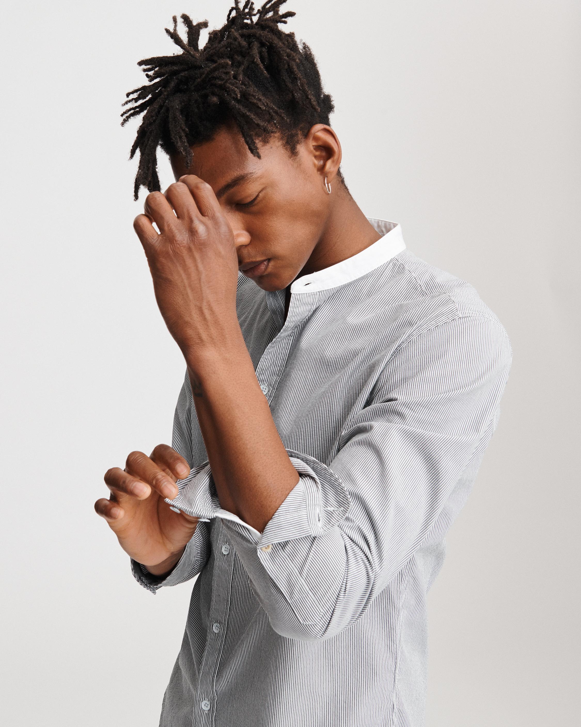 GRANDAD SHIRT - Black/White | rag & bone