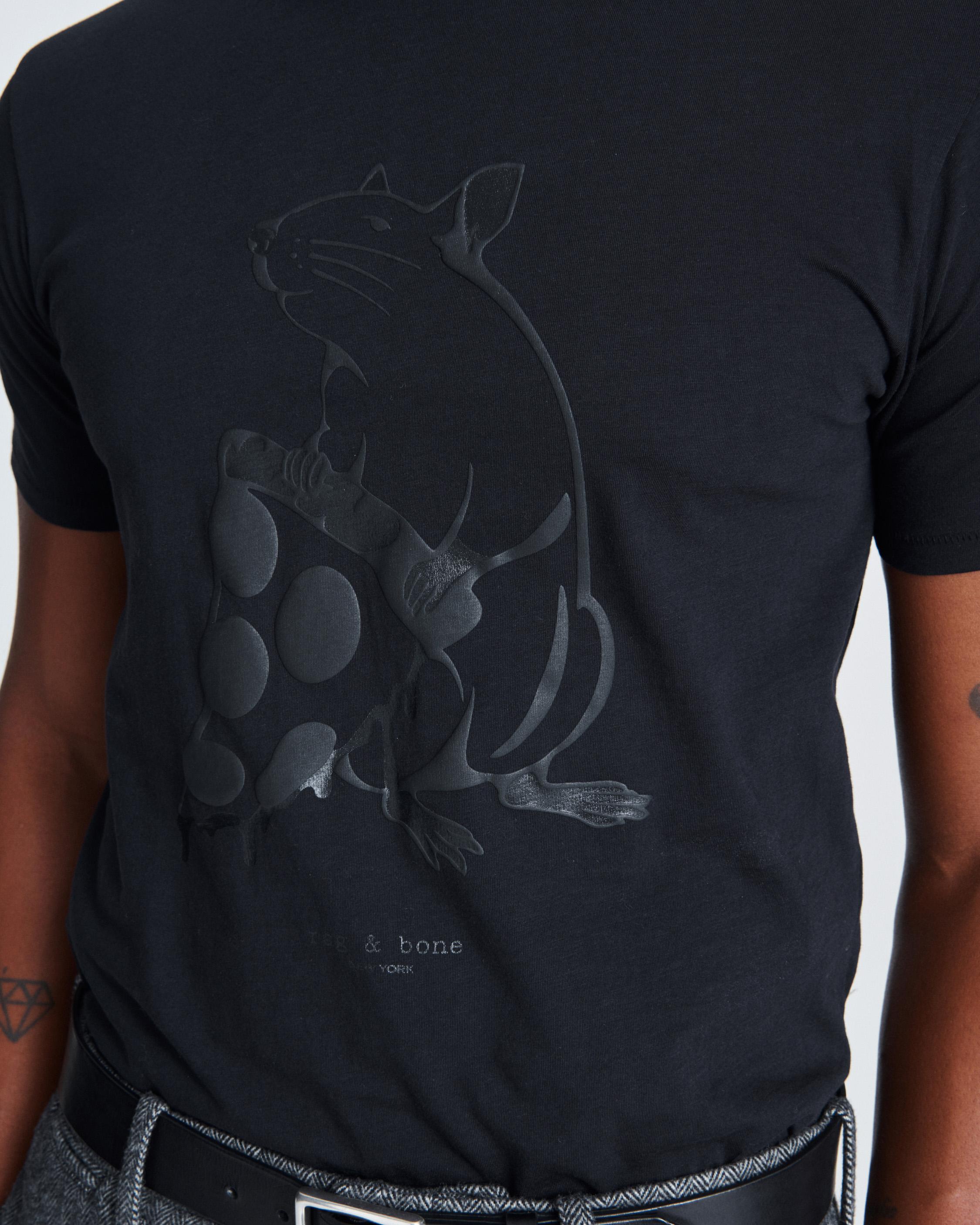 Tonal Black Pizza Rat T Shirt for Men rag bone