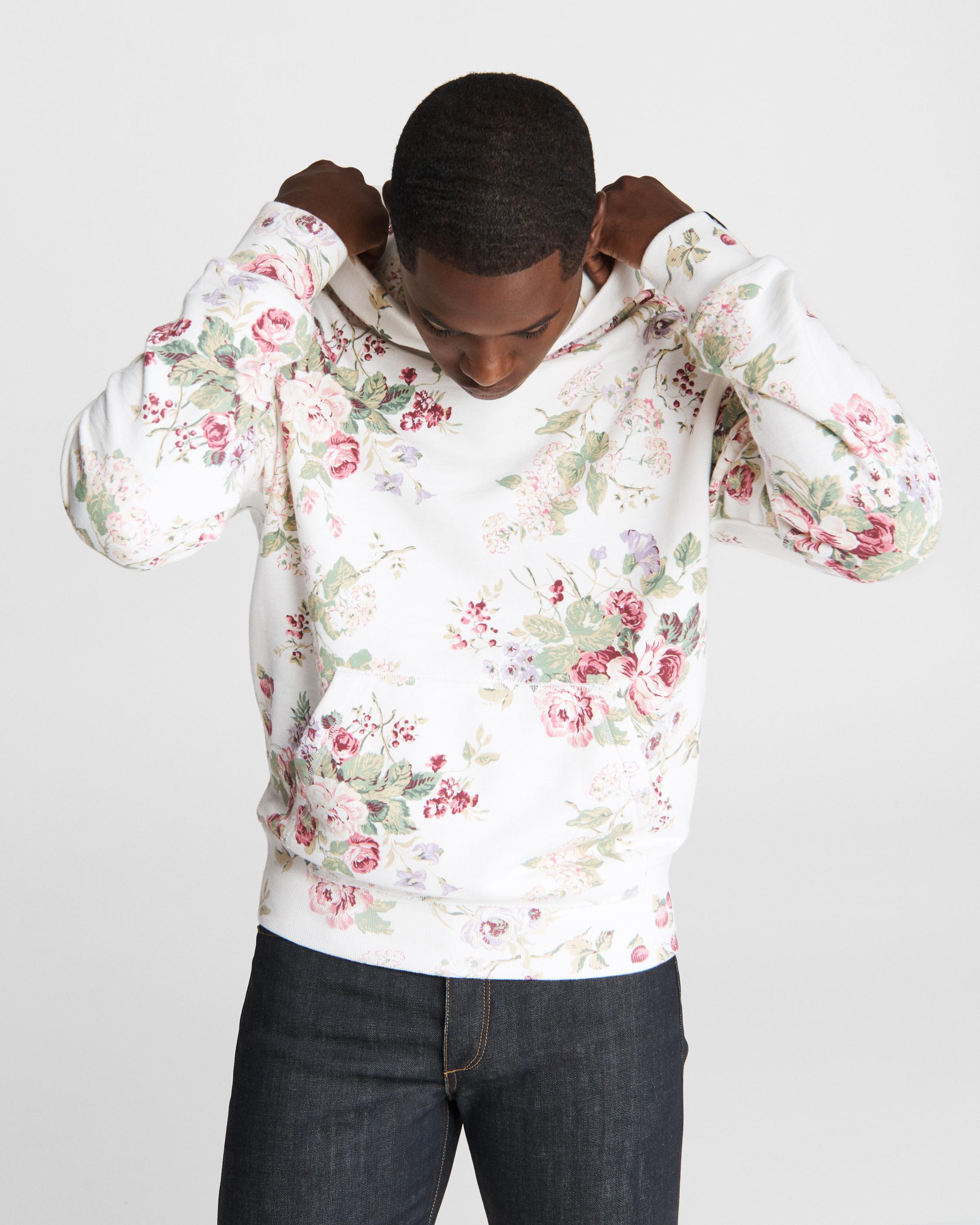 Laura Ashley Terry Hoodie - White Floral