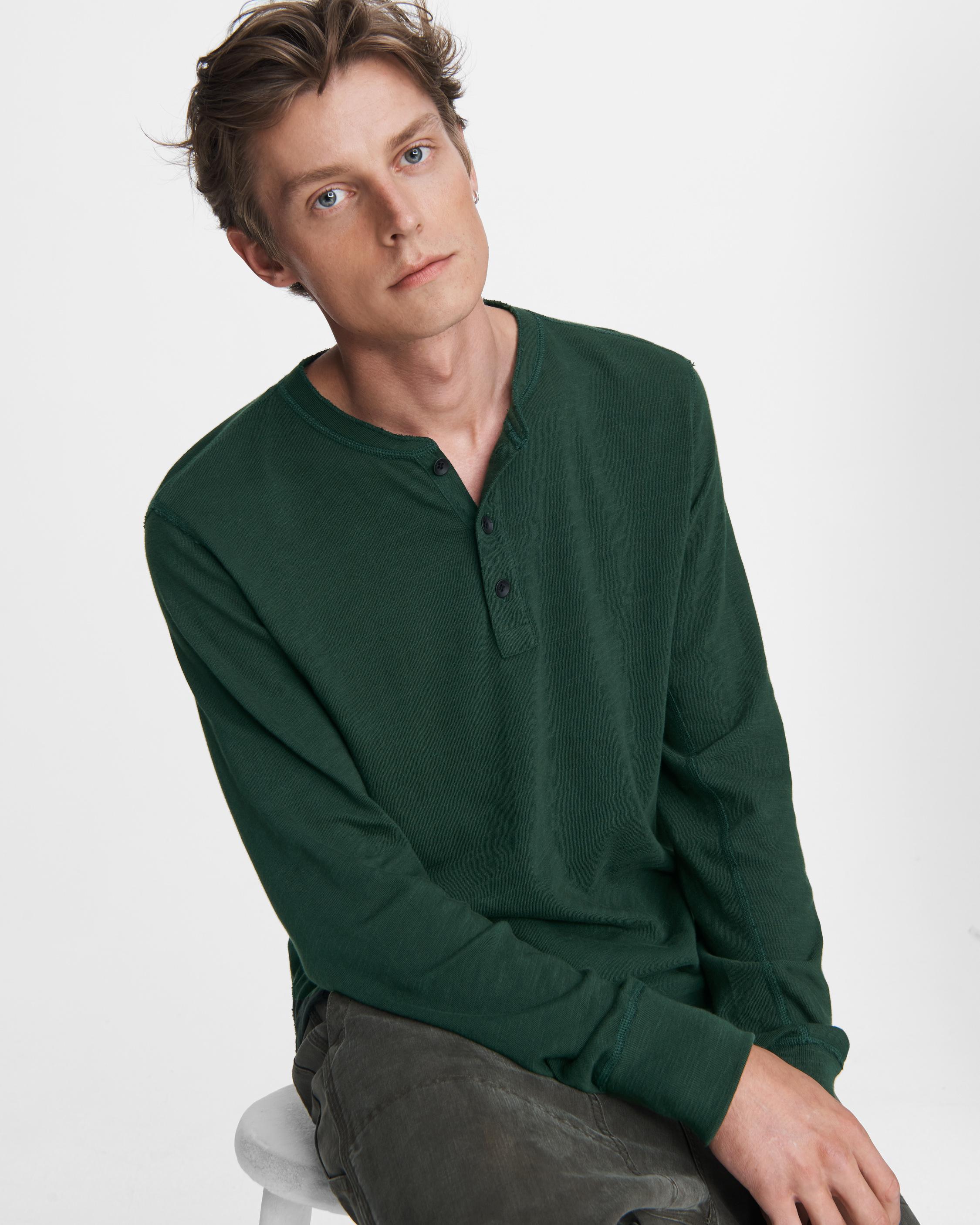 Classic Long Sleeve Henley - Hidden Forest