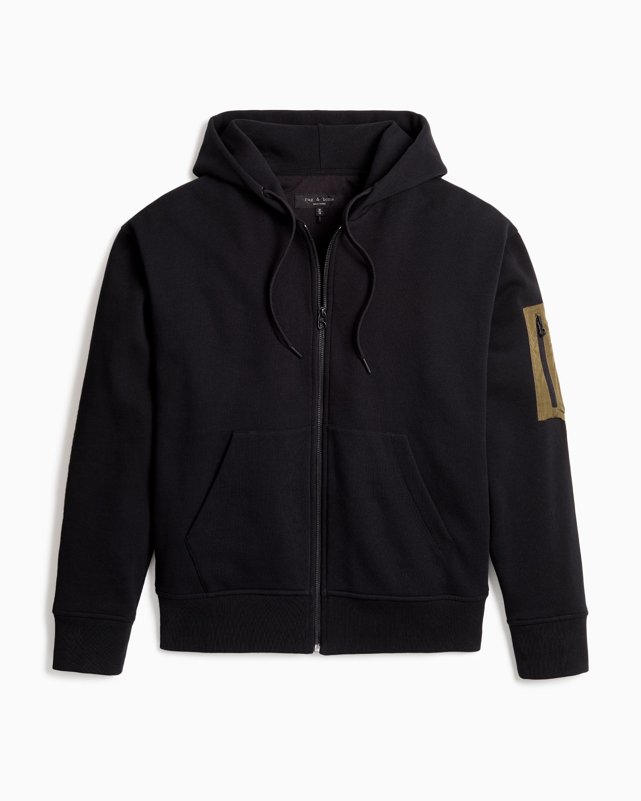 Mixed media store hooded zip through