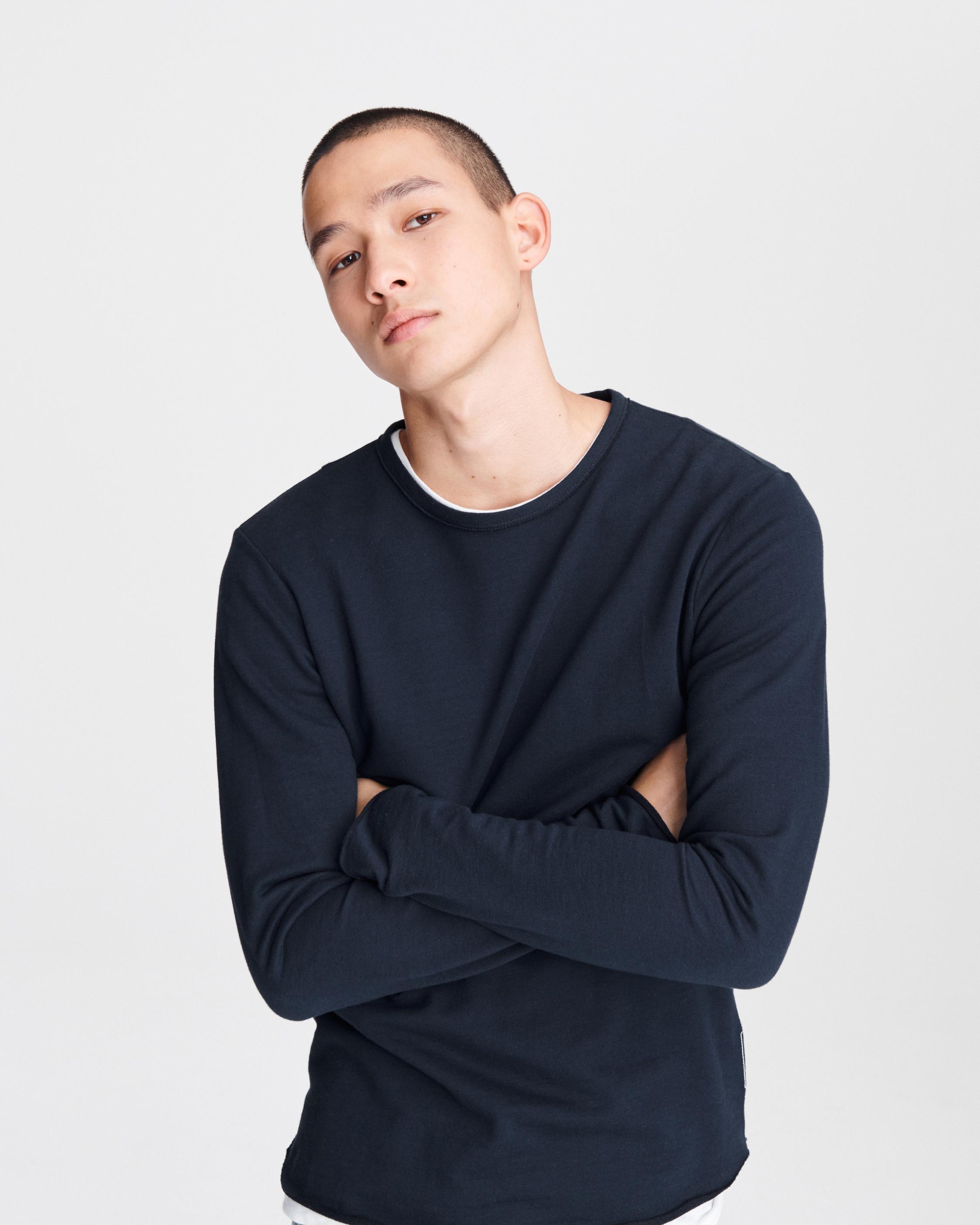 Rag and Bone navy blue grey neck longsleeve orders cotton blend tee