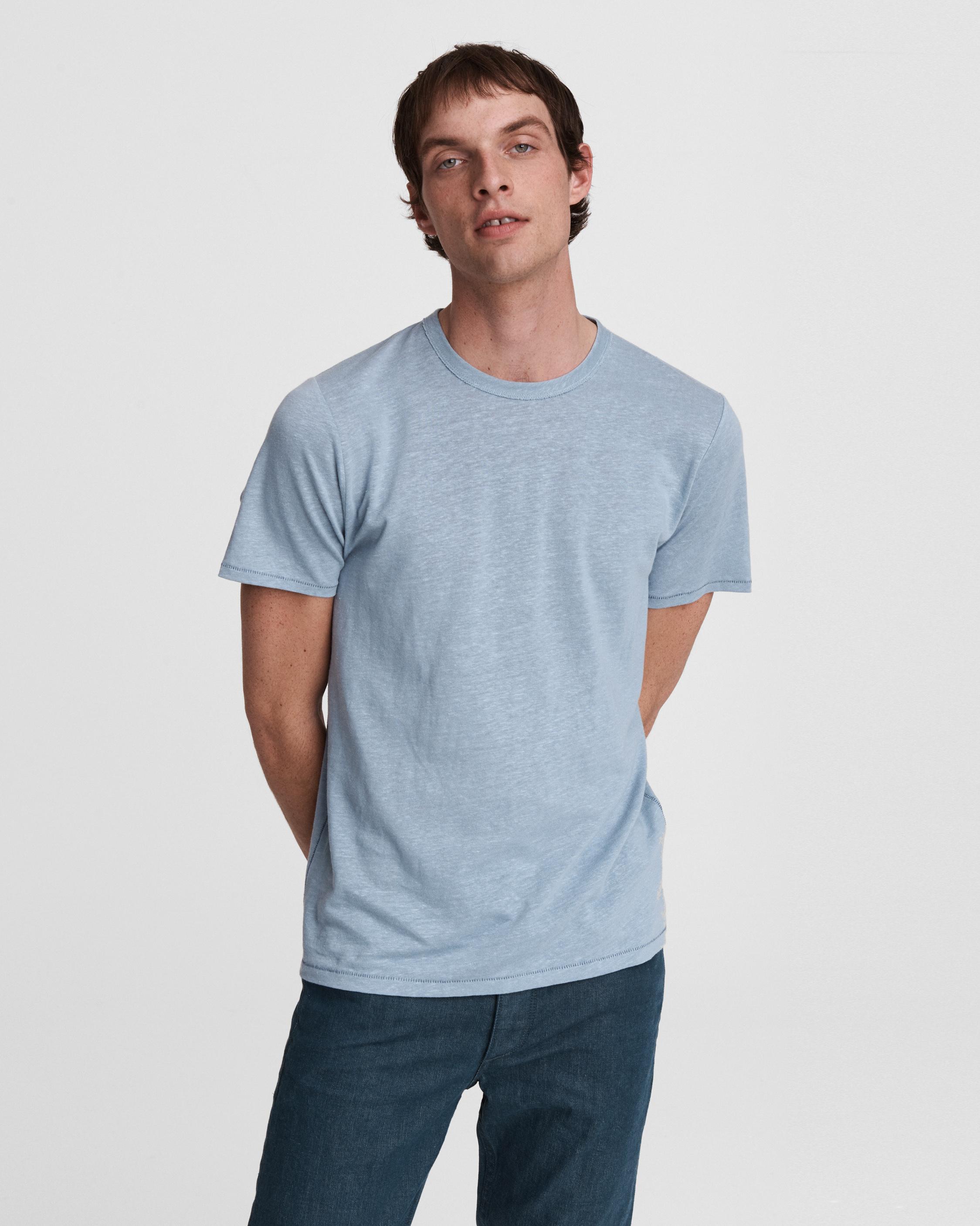 Linen Cotton Jersey Tee - Dusty Blue