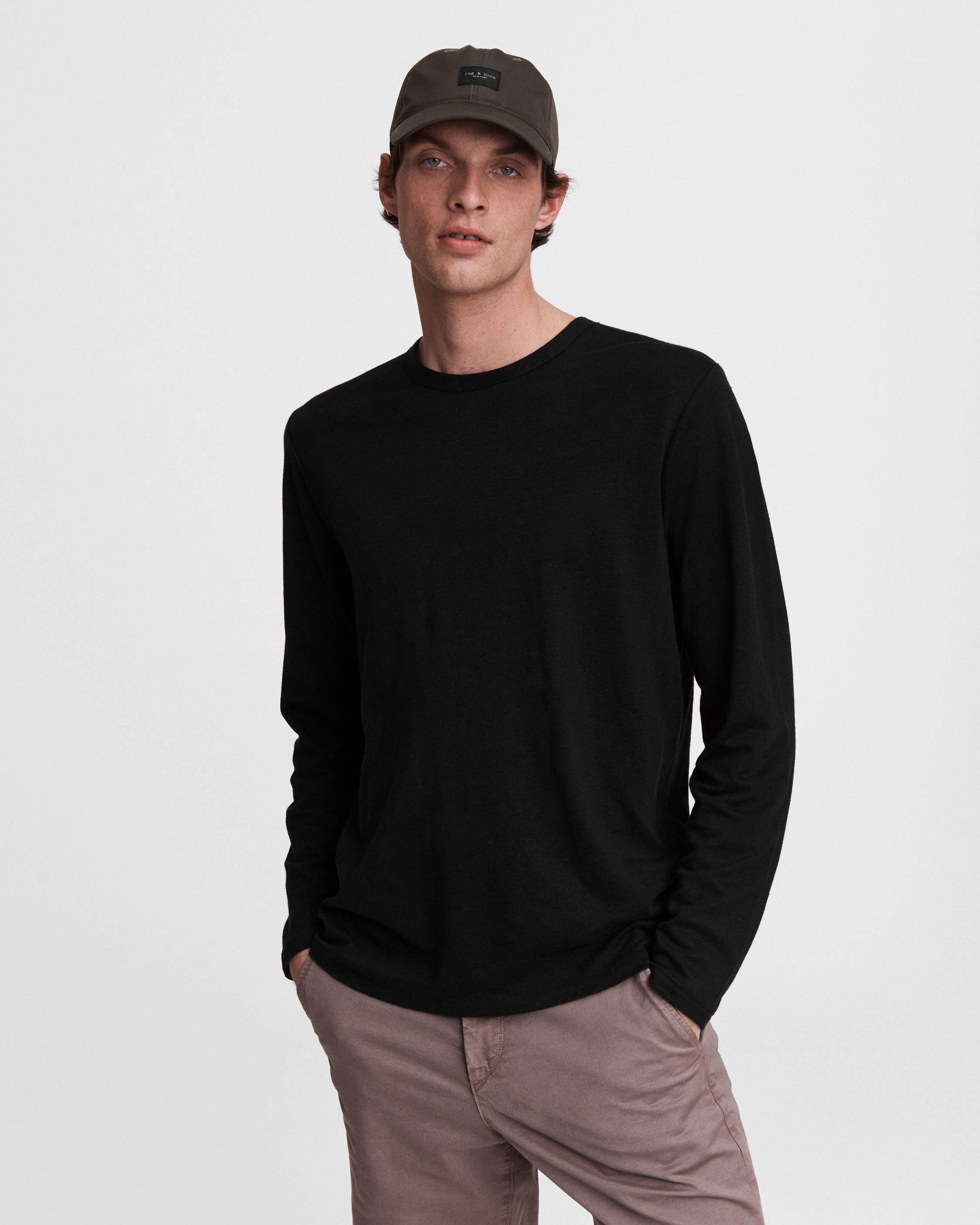 Linen Cotton Jersey Long Sleeve Tee - Black | rag & bone