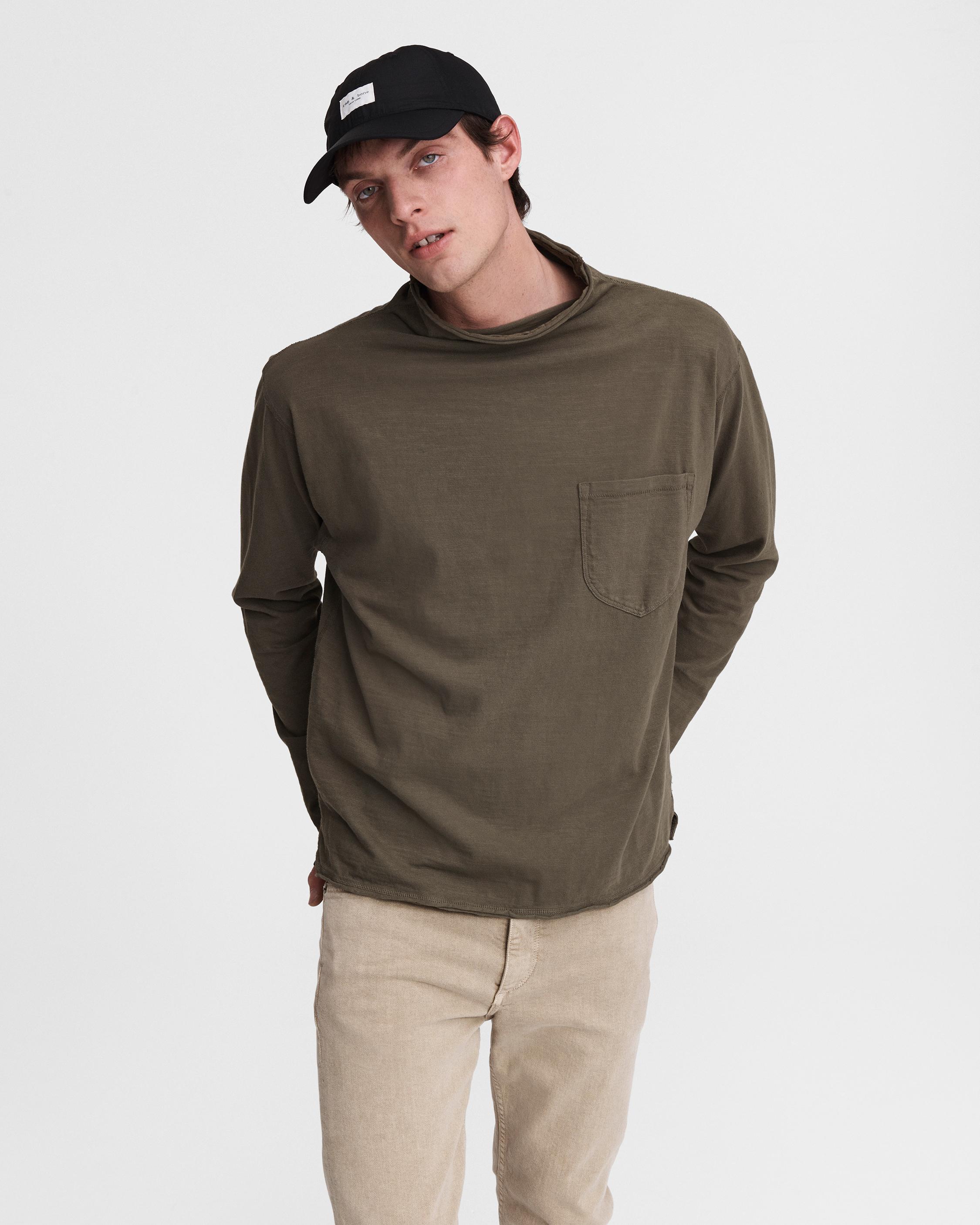 Kirby Cotton Funnel Neck - Dark Olive | rag & bone