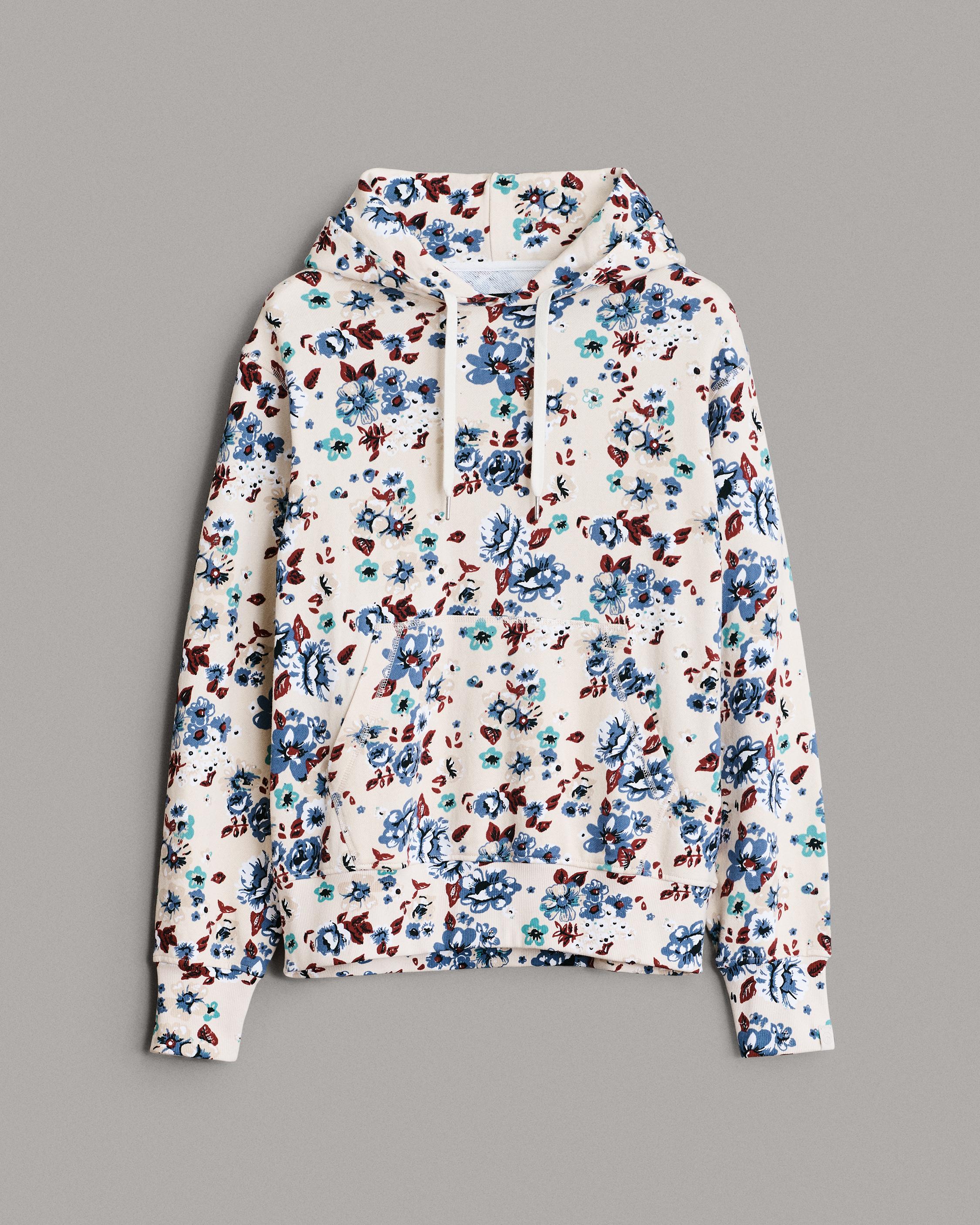Floral-print Cotton Hoodie In White