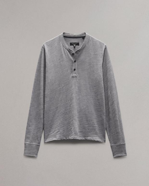 Classic Flame Long Sleeve Henley - Dark Grey | rag & bone Classic Flame Long Sleeve Henley - Dark Grey | rag & bone