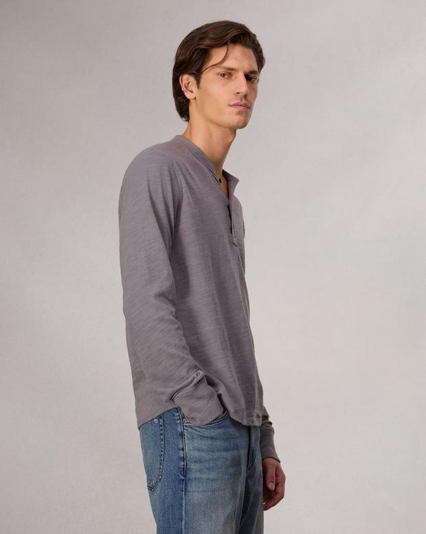 Classic Flame Long Sleeve Henley - Dark Grey | rag & bone Classic Flame Long Sleeve Henley - Dark Grey | rag & bone