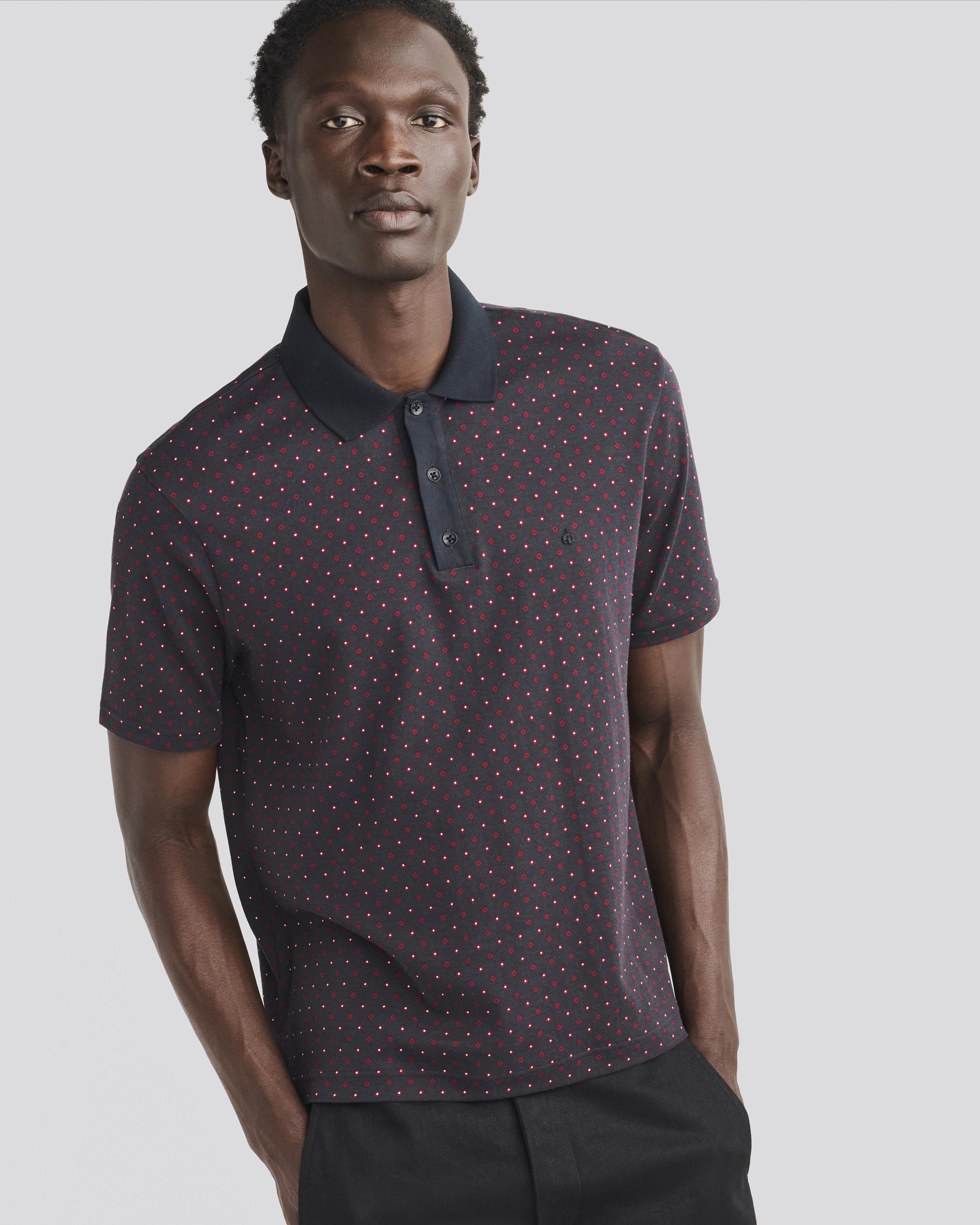 Buy the Geo Cotton Interlock Polo | rag & bone