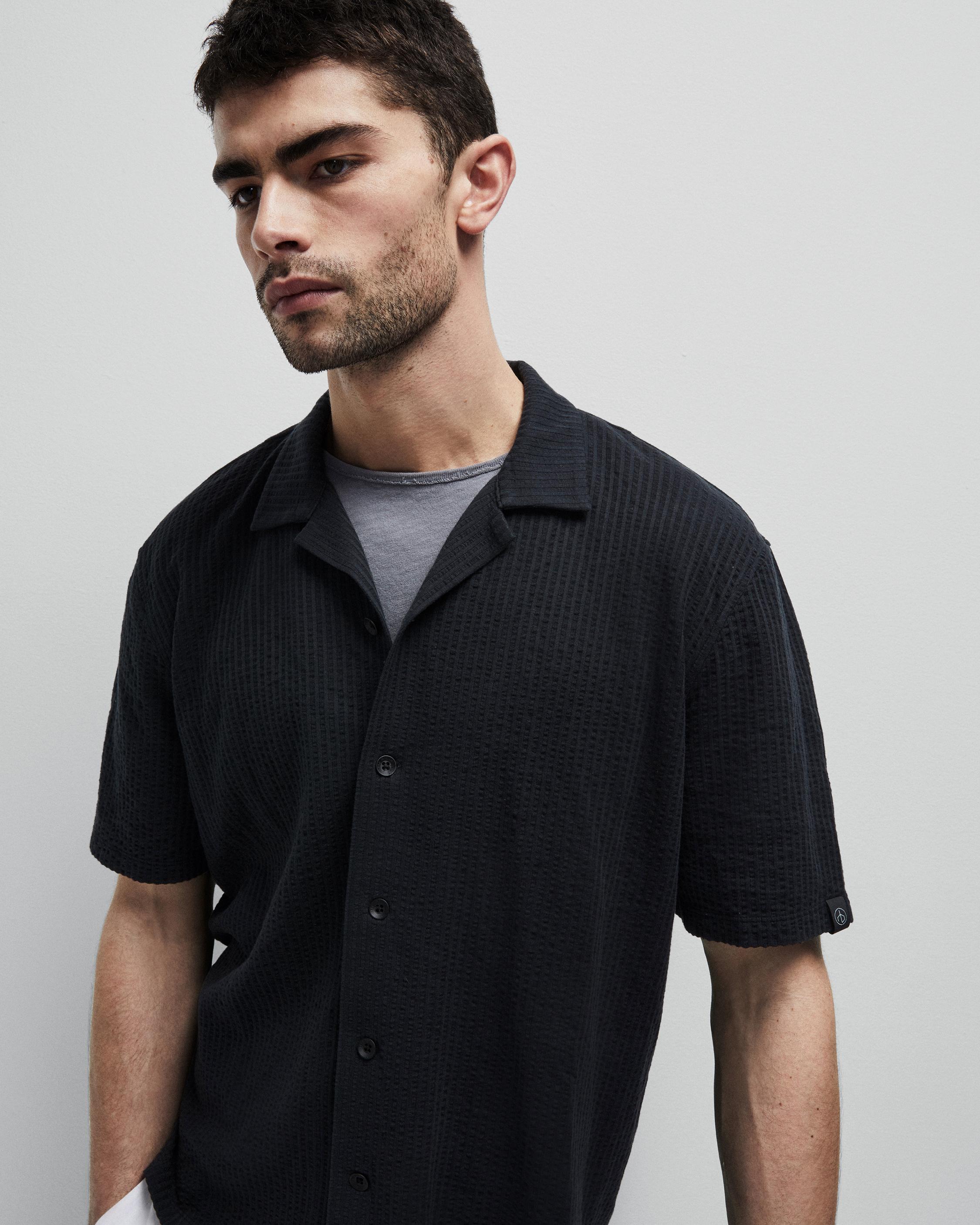 Avery Knit Seersucker Shirt - Black | rag & bone