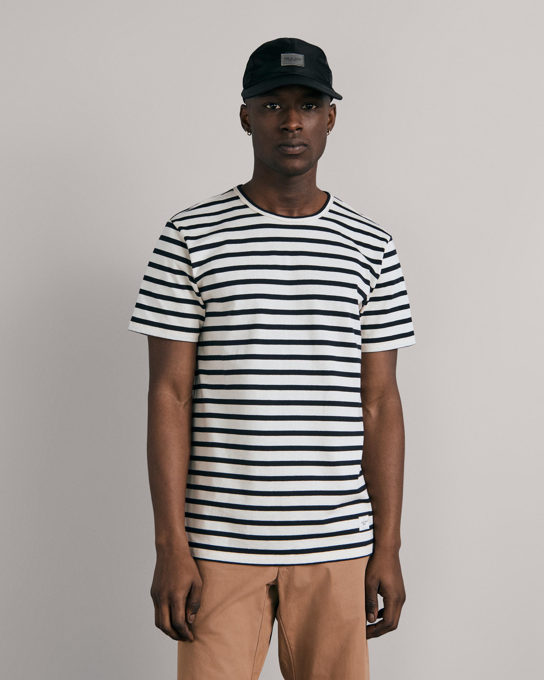 Black and white striped tee outlet shirt