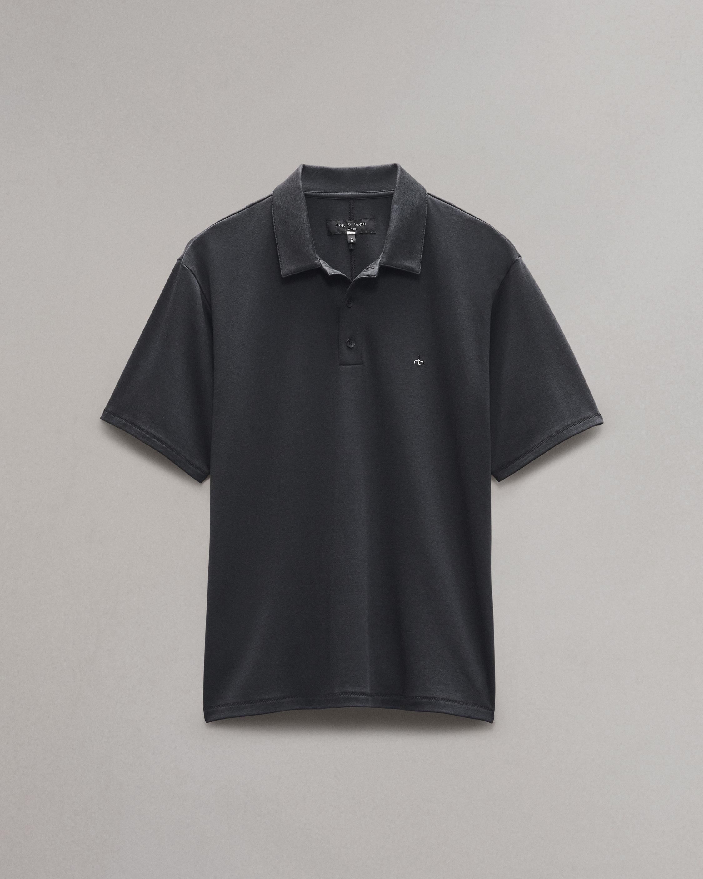 Pima Cotton Polo Shirt - Black | rag & bone