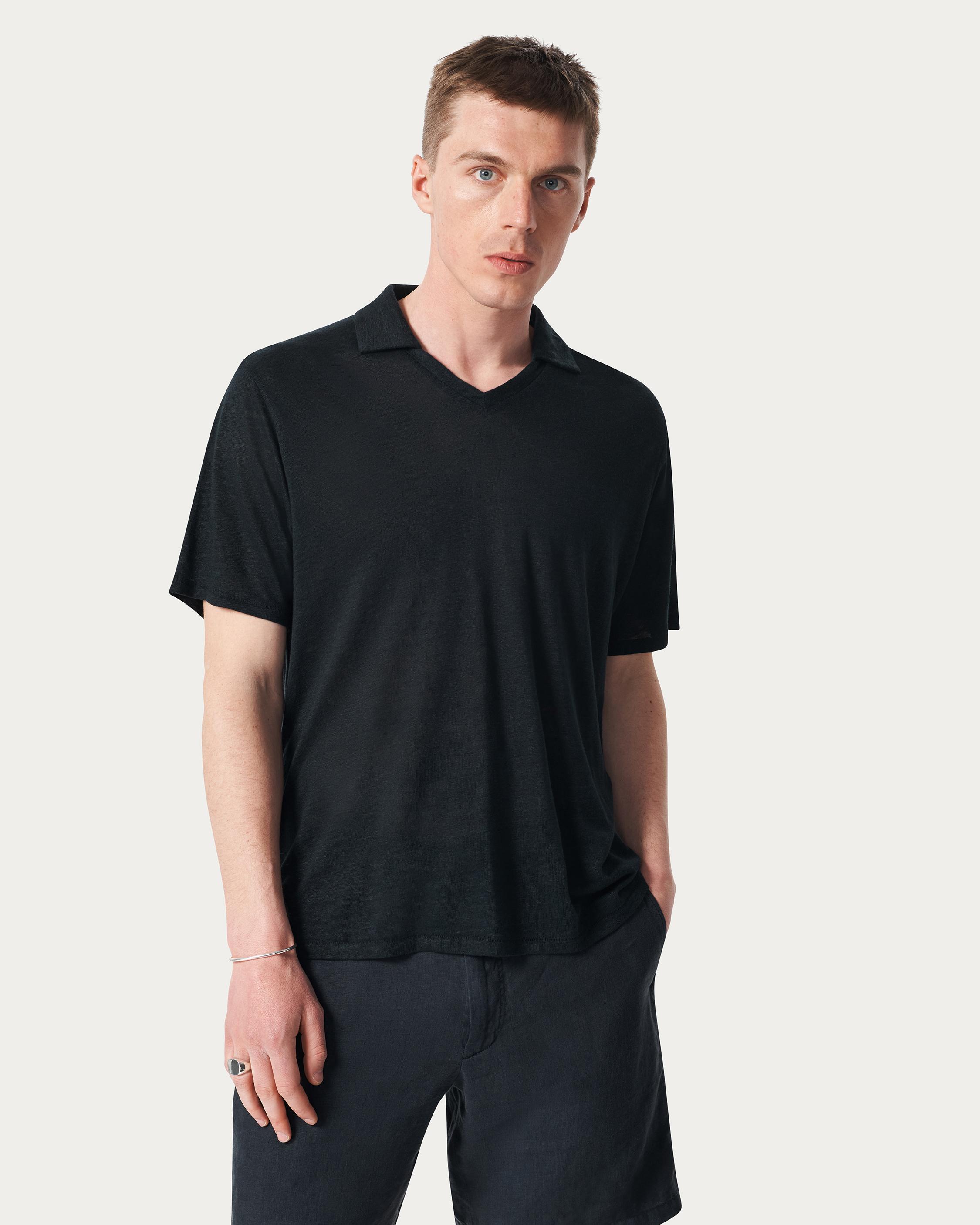 Linen Johnny Collar Polo image number 2