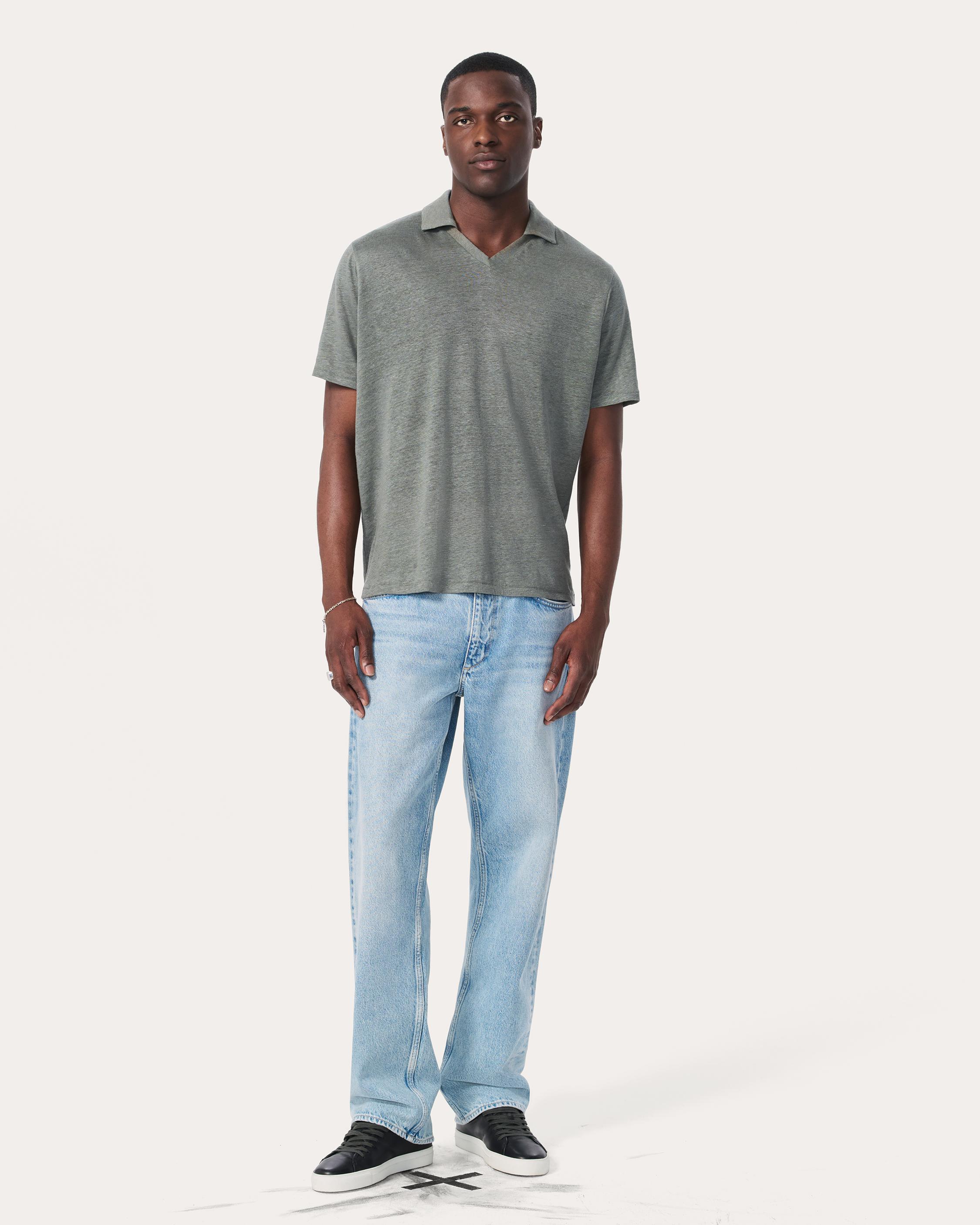 Linen Johnny Collar Polo image number 3