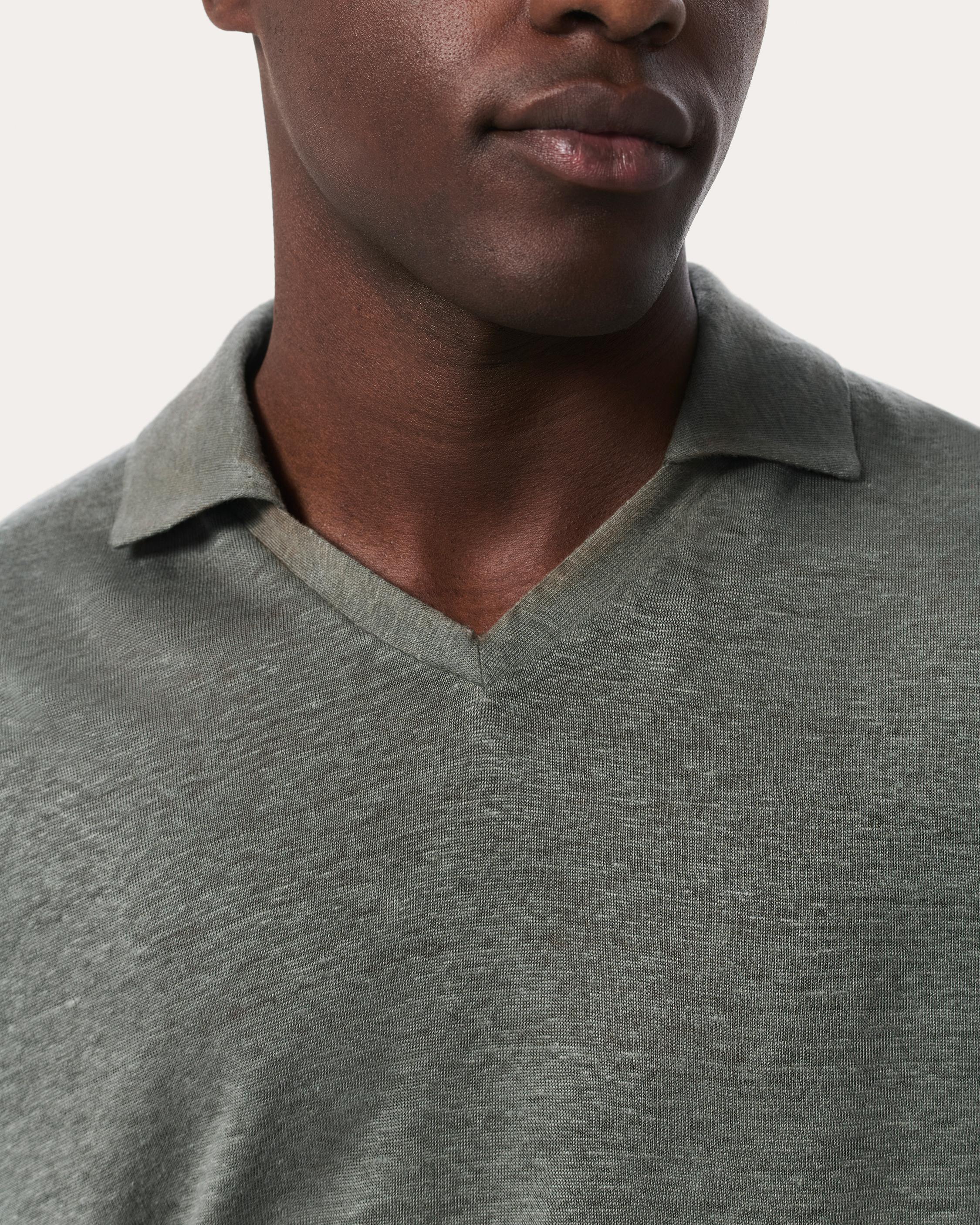 Linen Johnny Collar Polo image number 4