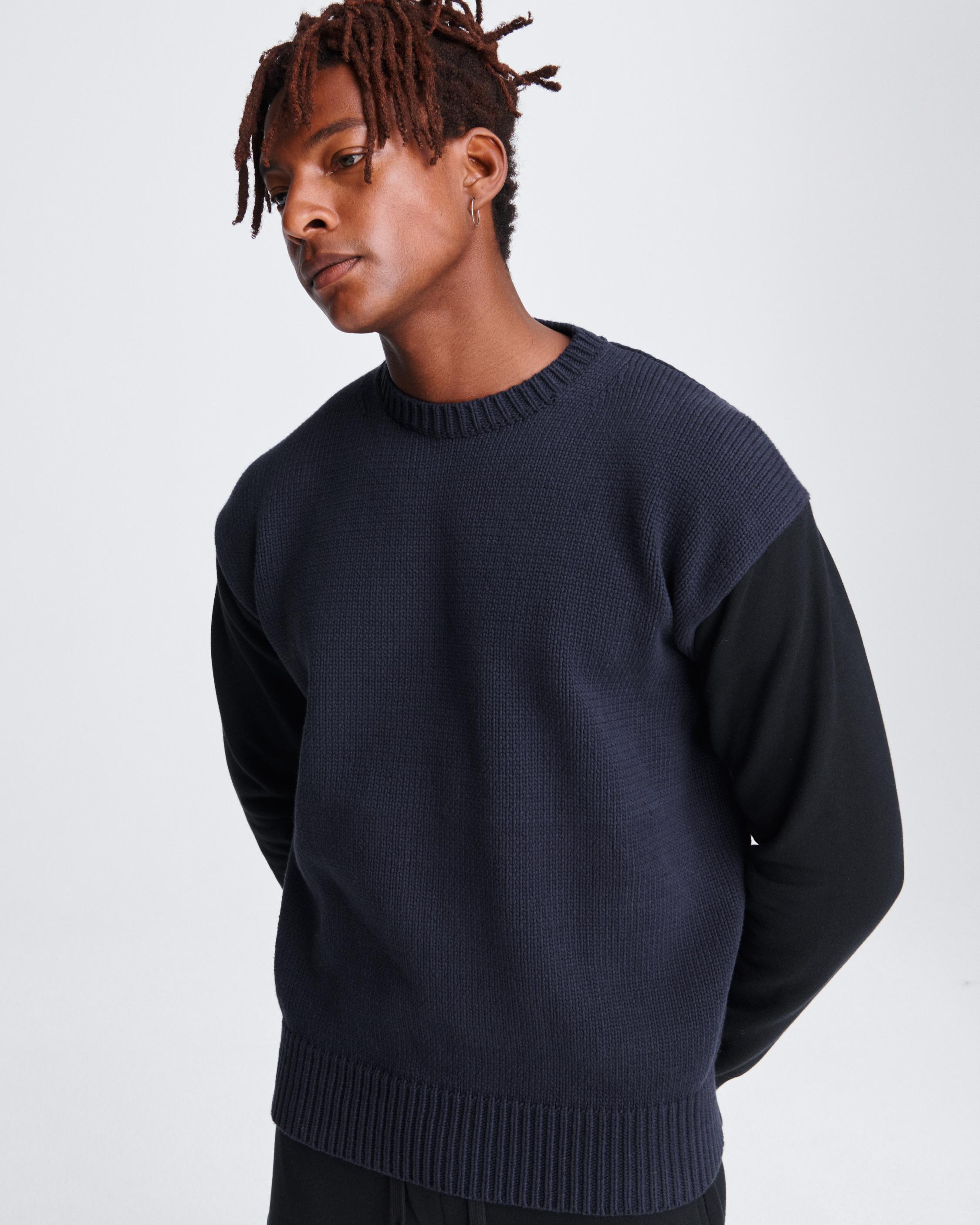 Sport Knit Crewneck Sweater for Men in Navy | rag & bone