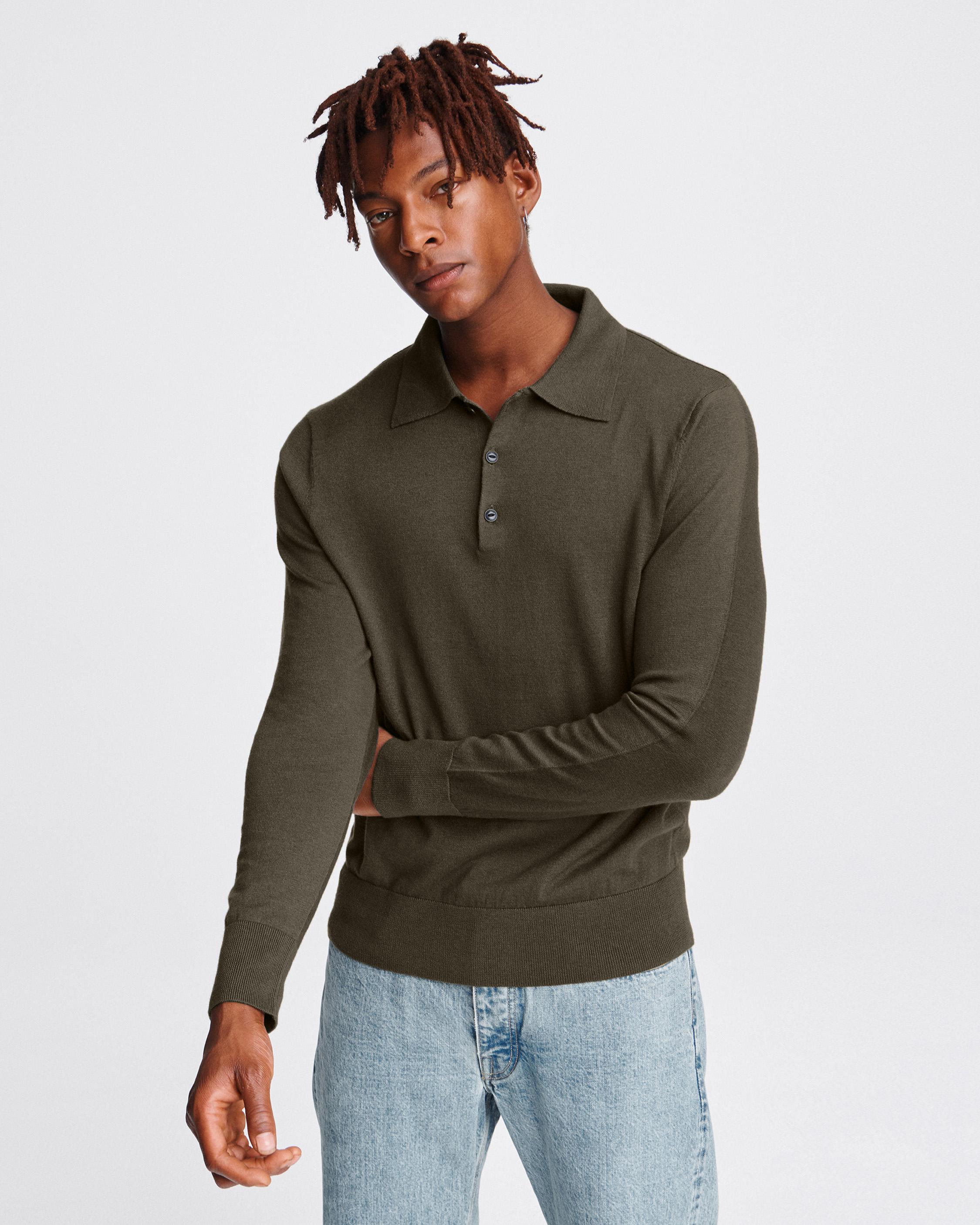 Barrow Long Sleeve Polo for Men rag bone