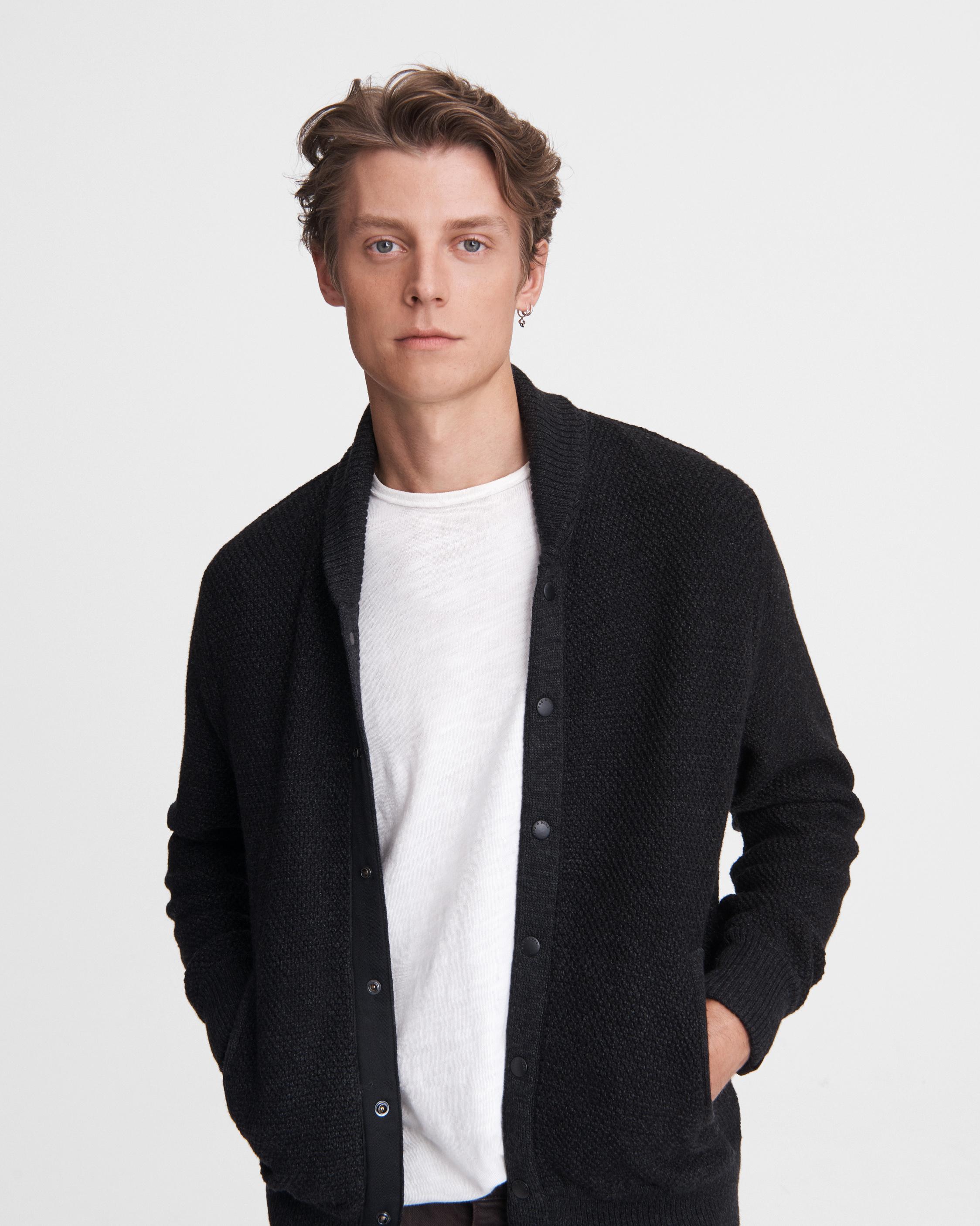 Men's Heathered Charcoal Wool Bomber Jacket