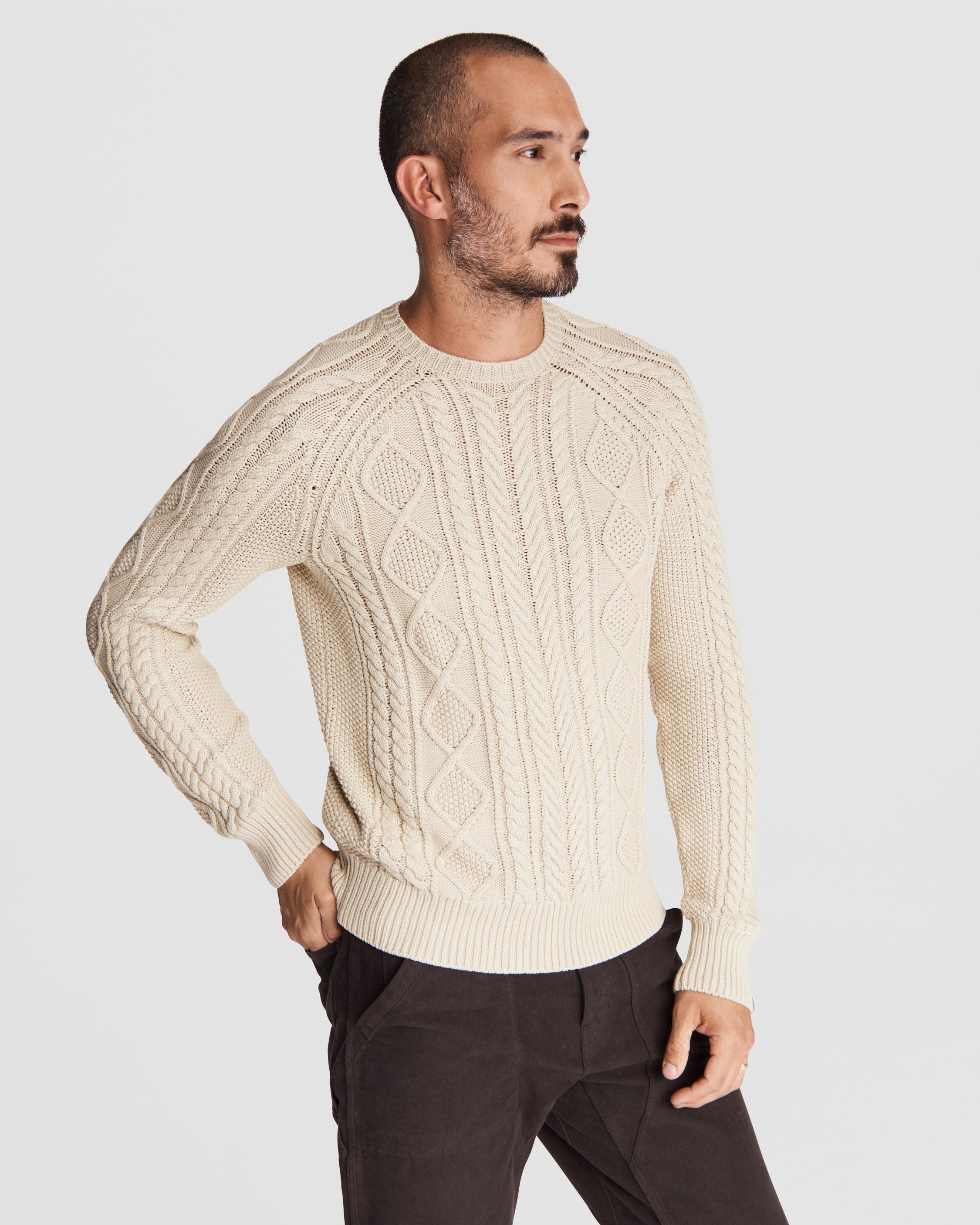 Buy the Dexter Aran Knit Cotton Crew | rag & bone