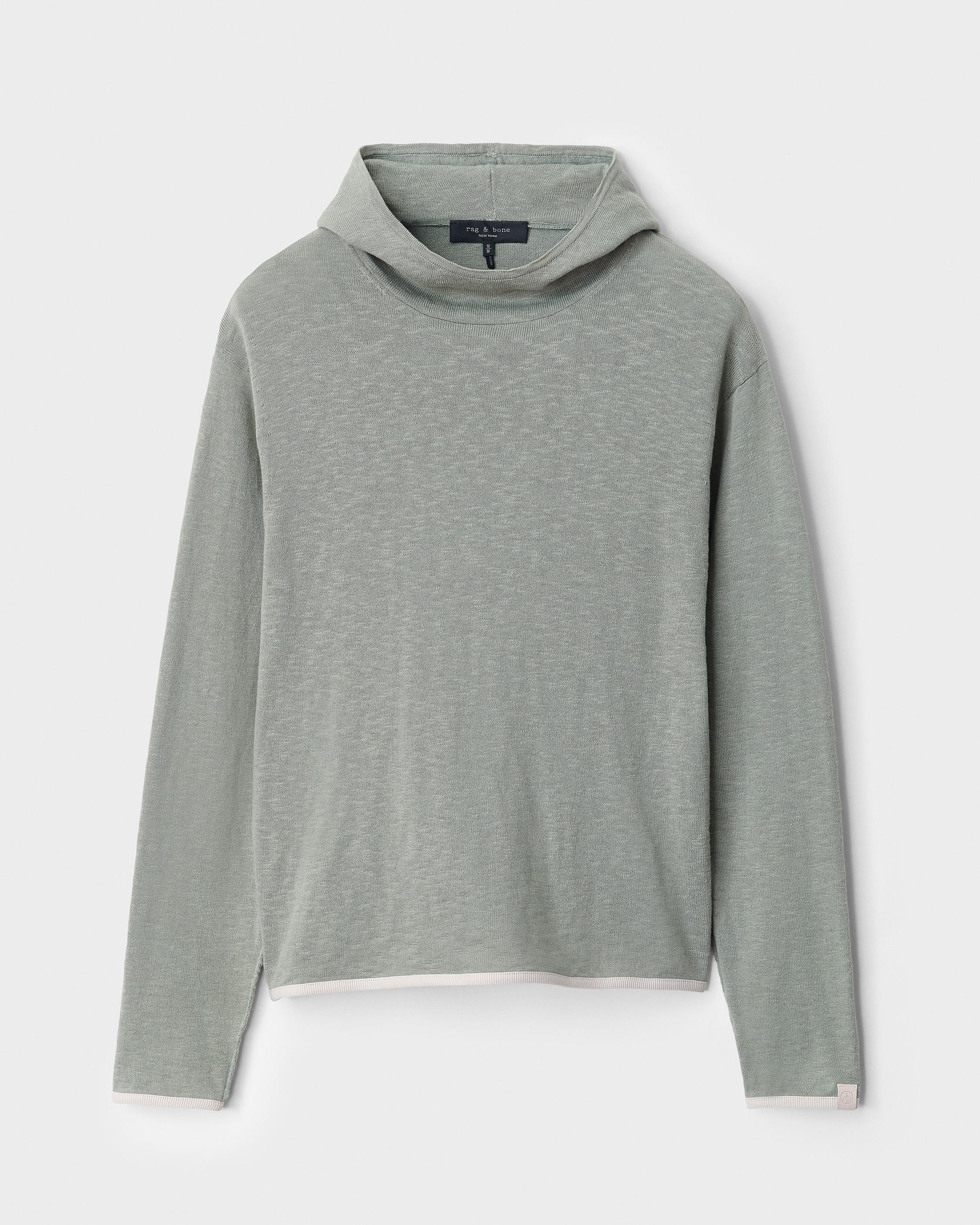 Ellis Cotton Linen Hoodie Green Fog rag & bone