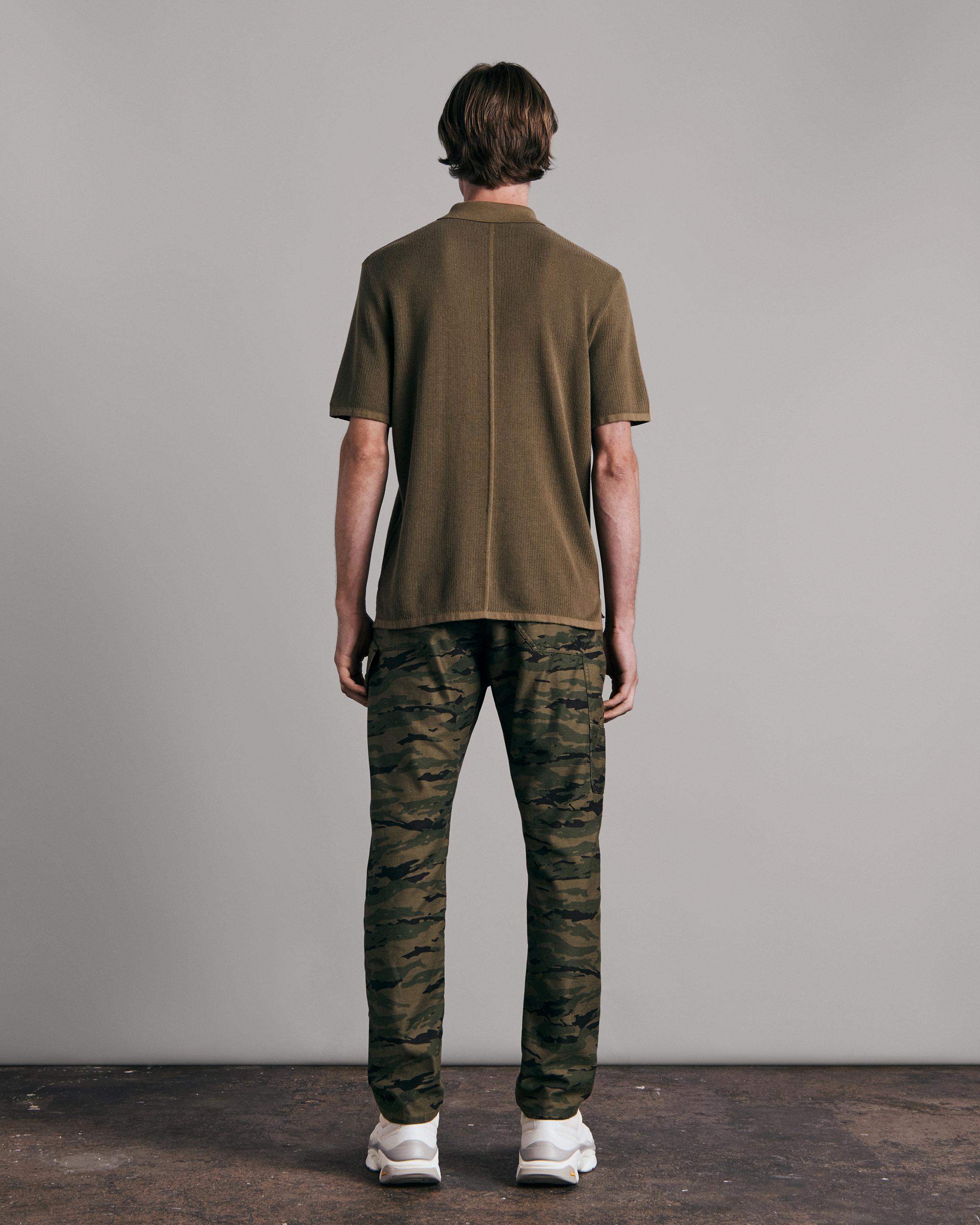 Harvey Cotton Knit Short Sleeve Polo - Army | rag & bone