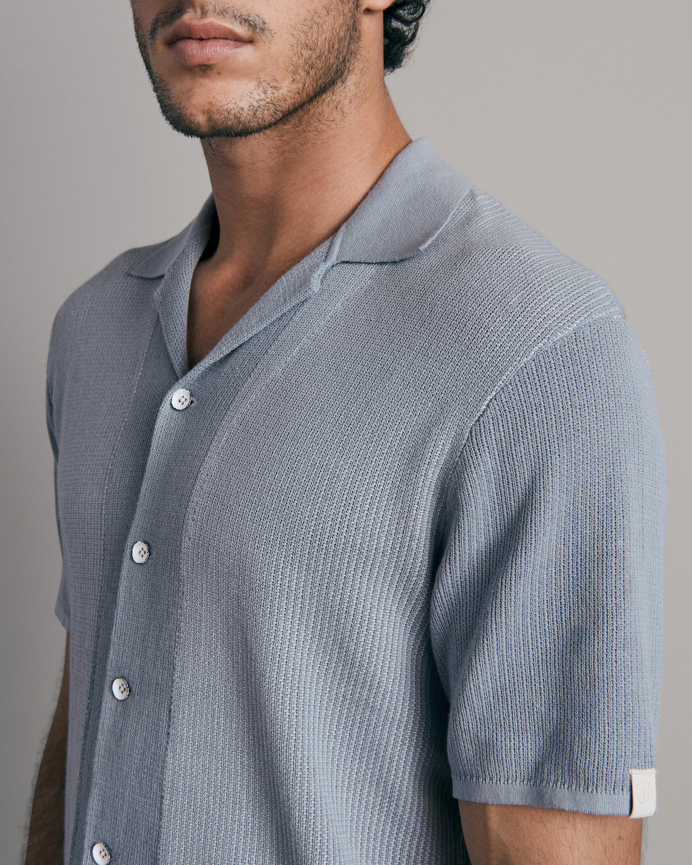 knitted camp collar shirt