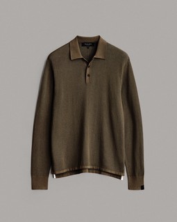 Harvey Cotton Knit Long Sleeve Polo image number 2