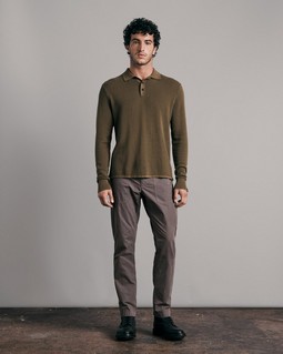Harvey Cotton Knit Long Sleeve Polo image number 3