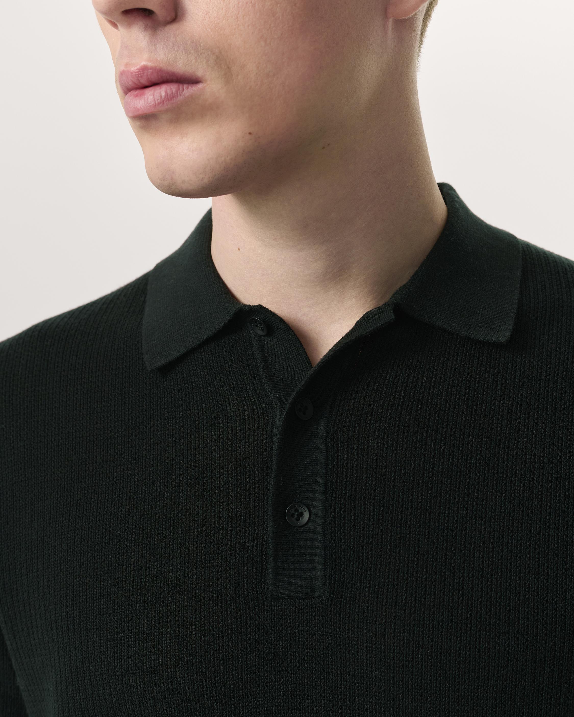 Harvey Cotton Knit Polo - Black | rag & bone