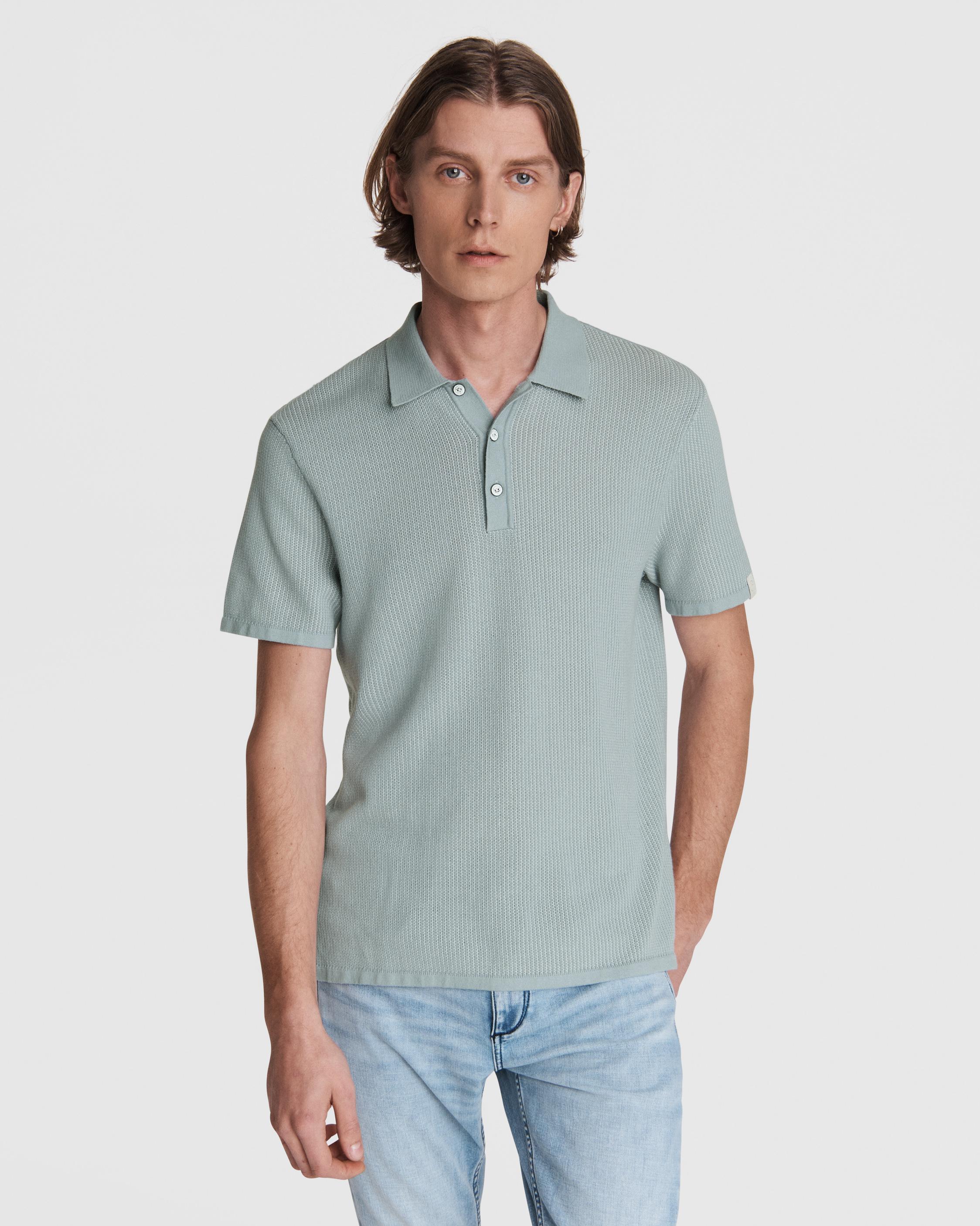 Buy the Harvey Cotton Knit Polo rag & bone