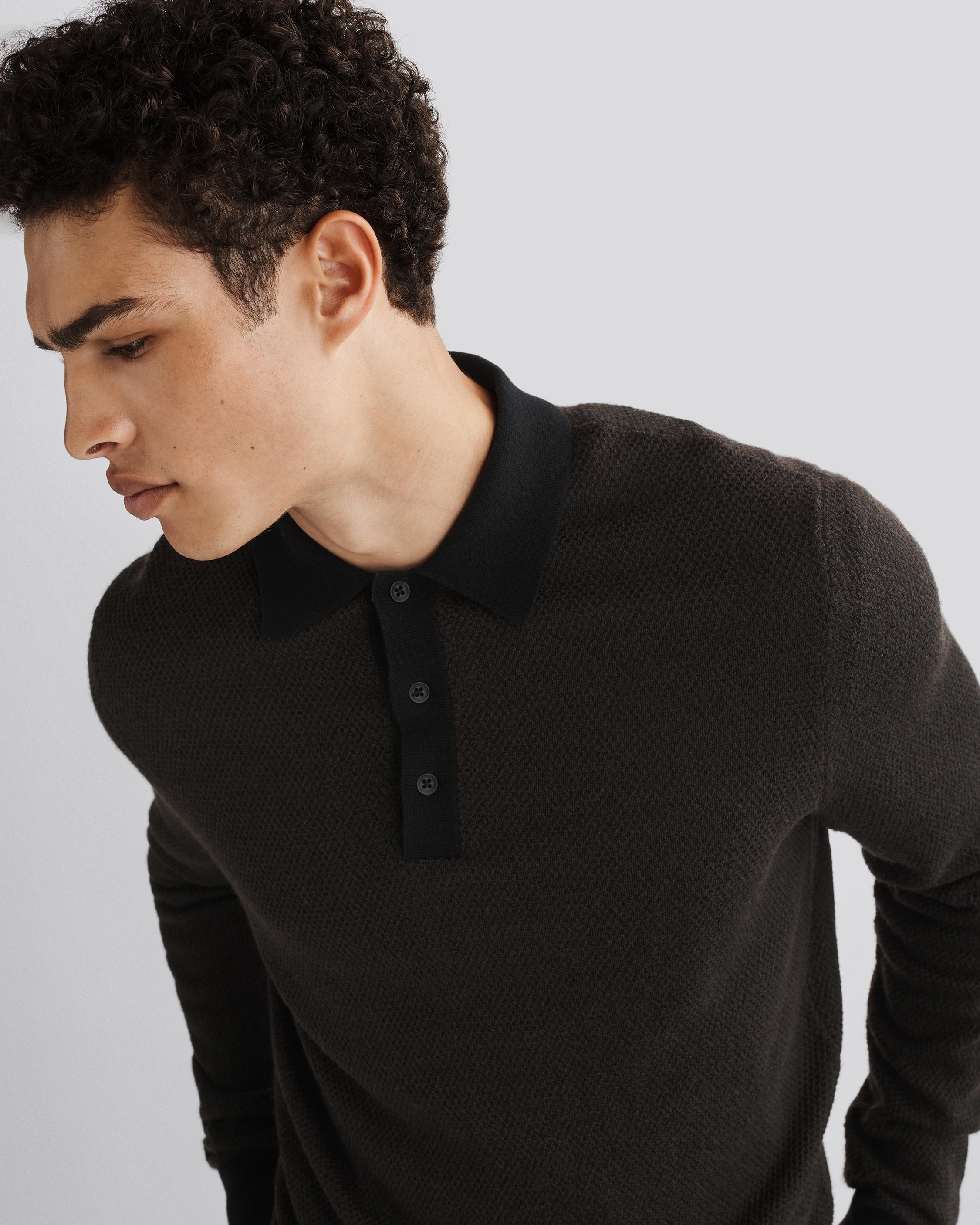 Harrow Wool Cotton Polo - Black Multi 