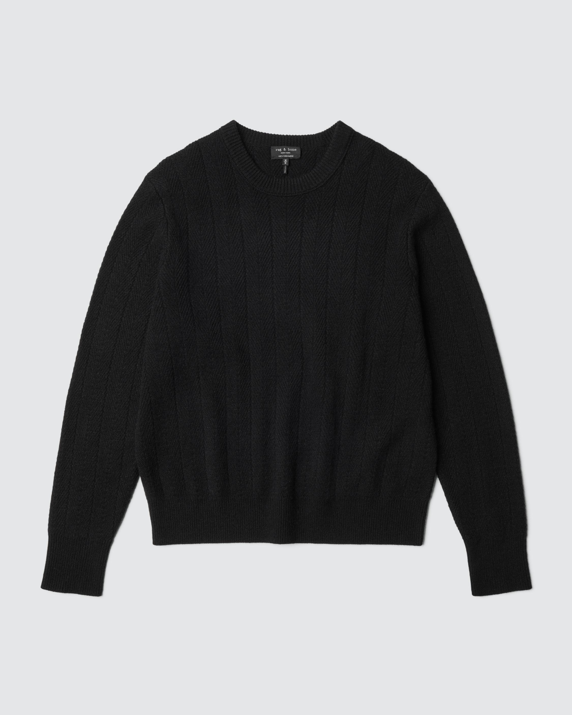 Durham Herringbone Cashmere Crew image number 2