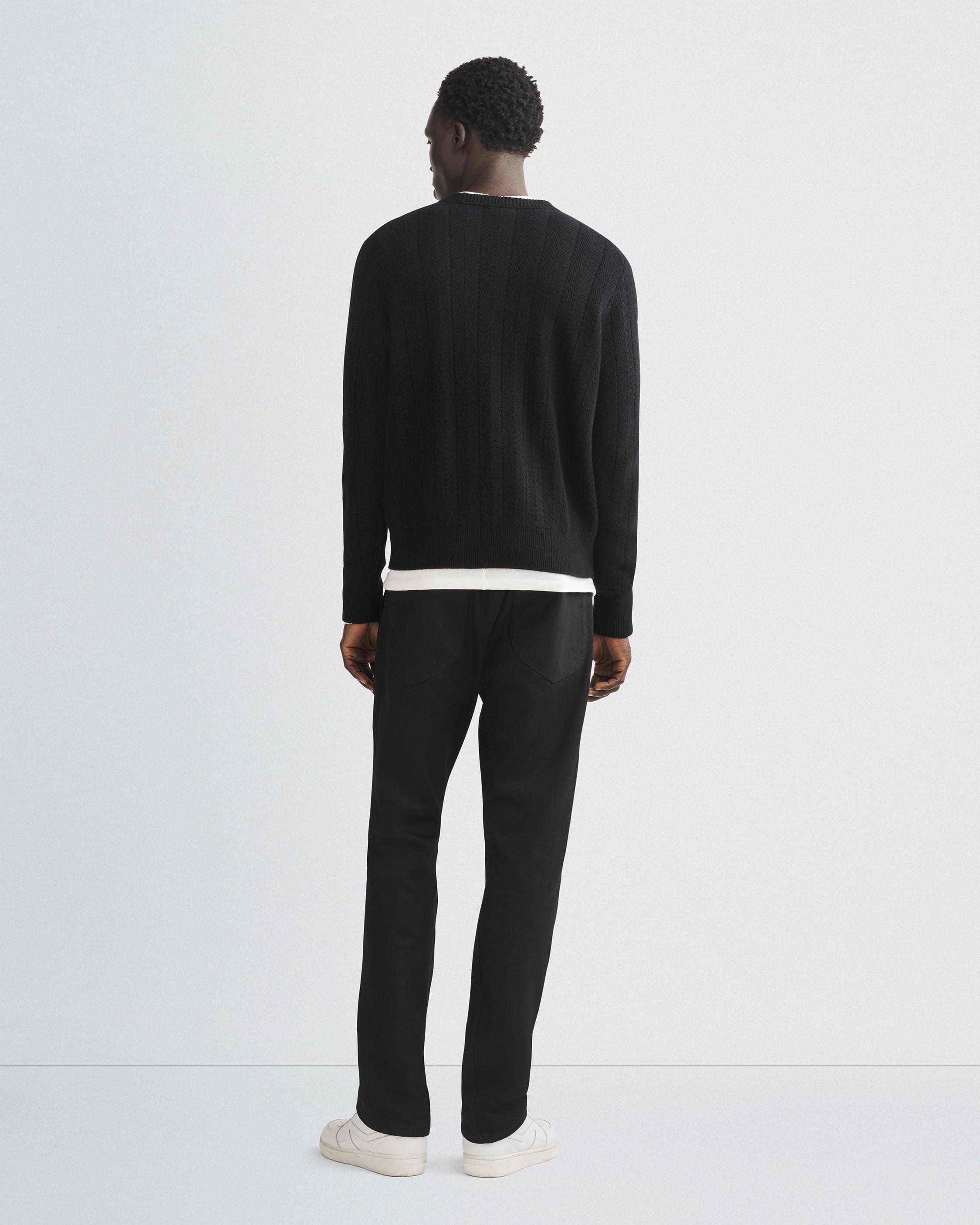 Durham Herringbone Cashmere Crew image number 5