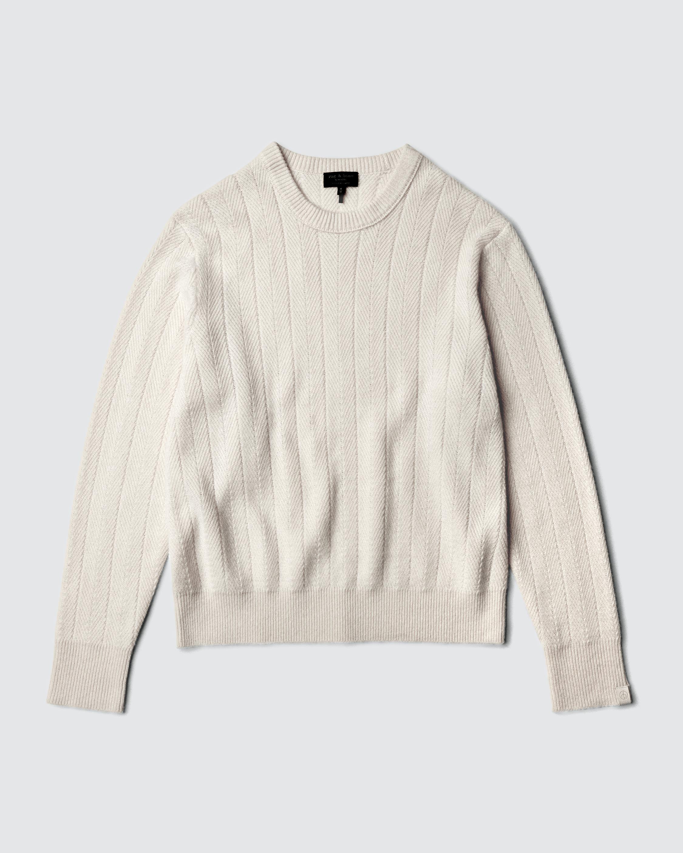 Durham Herringbone Cashmere Crew