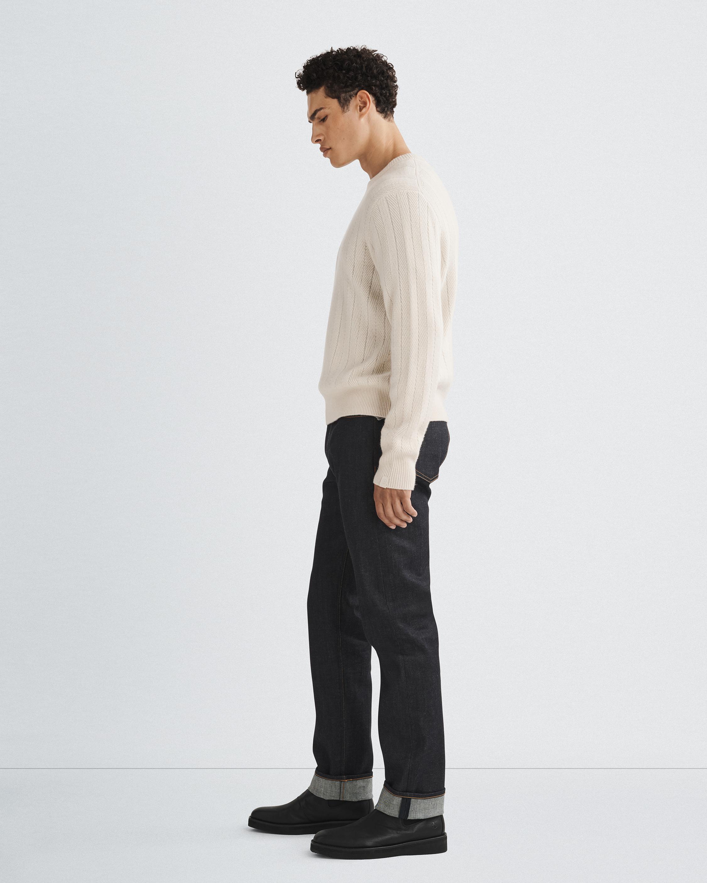 Durham Herringbone Cashmere Crew image number 4