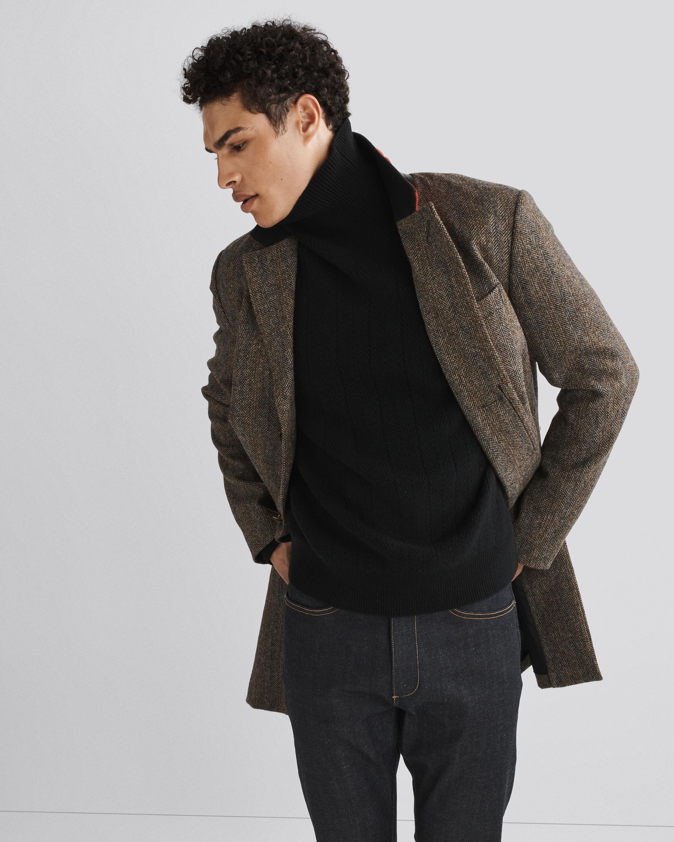 Durham Herringbone Cashmere Turtleneck image number 7