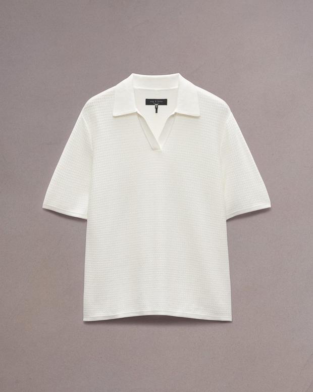 Hayes Relaxed Fit Johnny Collar Polo - Ivory | rag & bone Hayes Relaxed Fit Johnny Collar Polo - Ivory | rag & bone